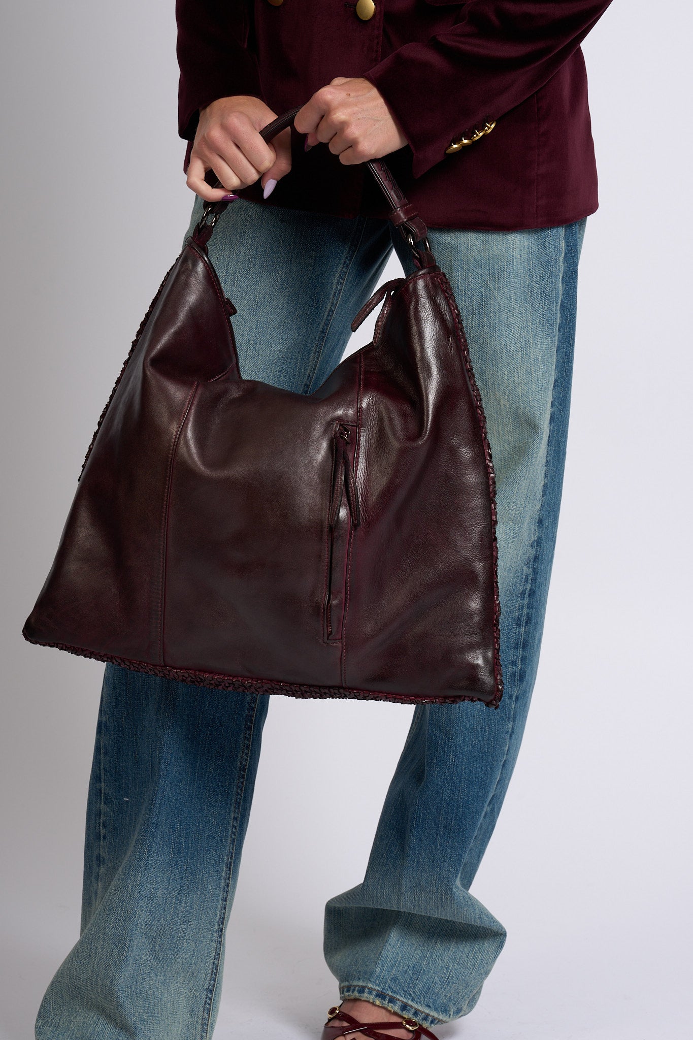 Reptile's house Borsa Grande Intreccio Bordeaux Donna-3