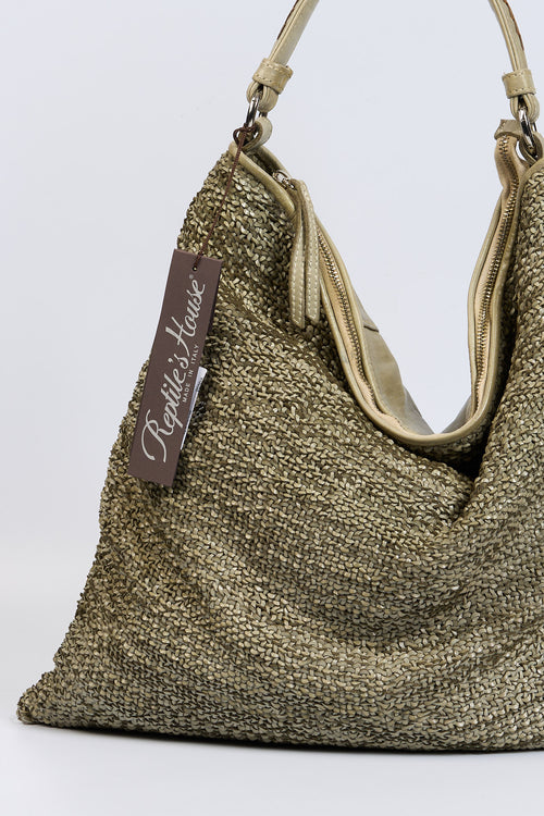 Reptile's house Borsa Pelle Intrecciata Verde Donna-2