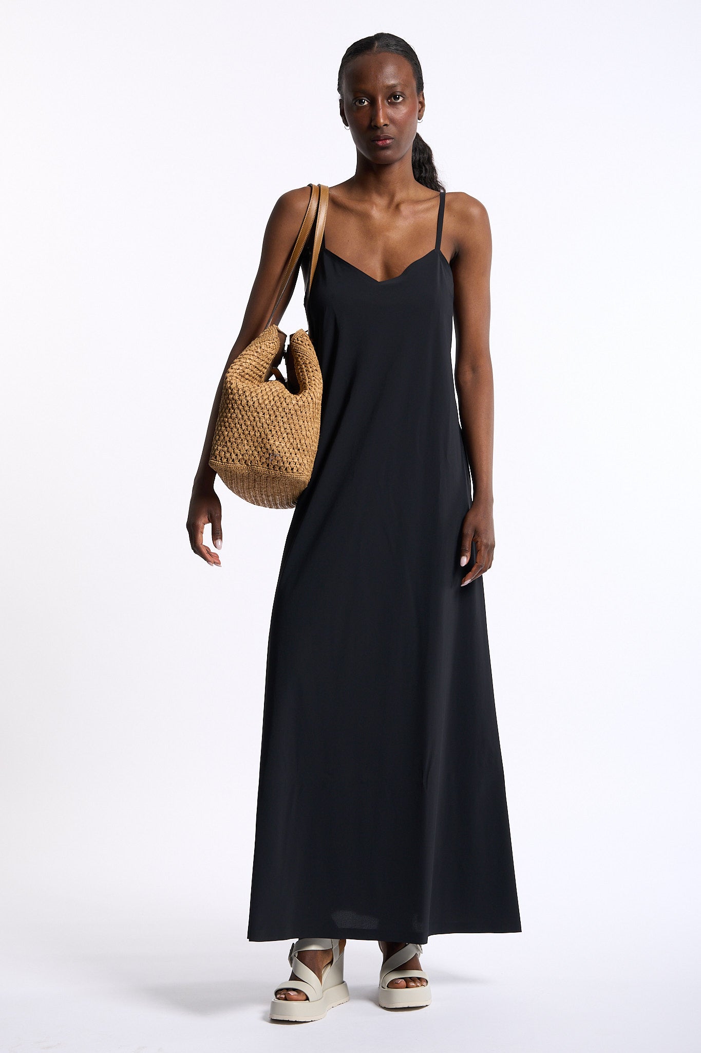 Rrd Abito Lungo Nero Donna-1