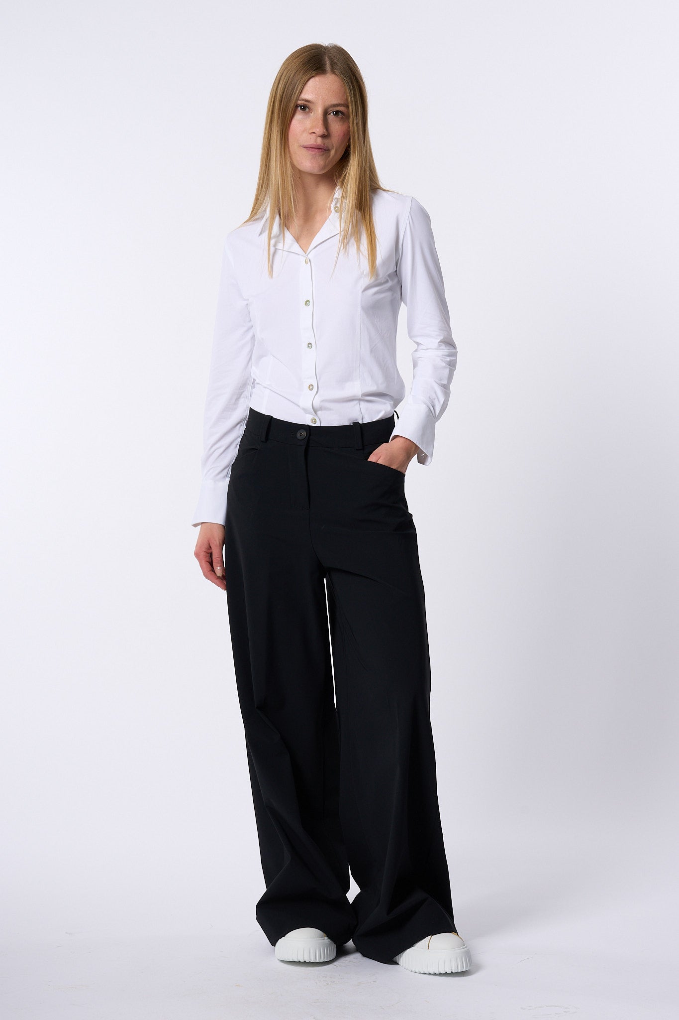 Rrd Camicia Oxford Stretch Bianco Donna-3