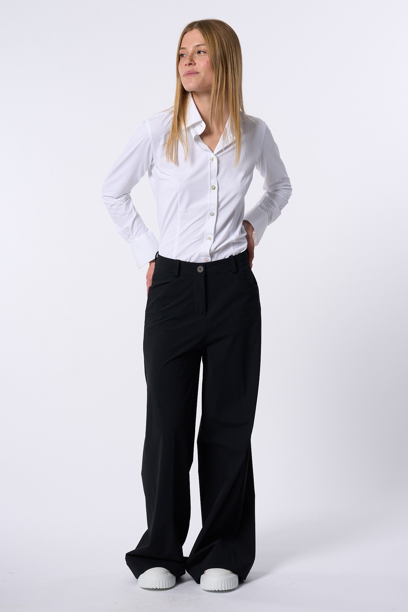 Rrd Camicia Oxford Stretch Bianco Donna-7
