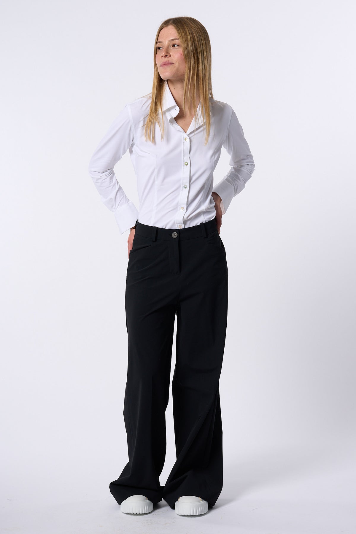 Rrd Camicia Oxford Tecnica Bianco Donna elasticizzata-8