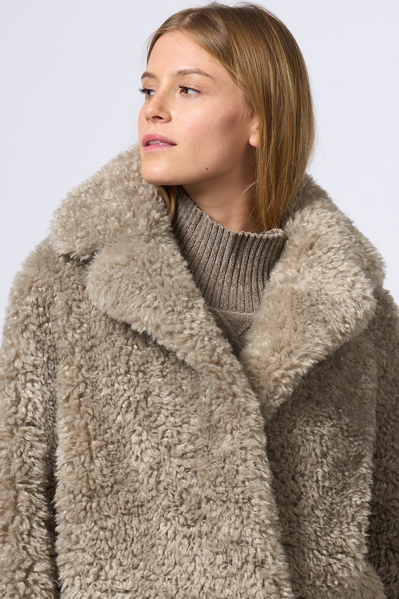 Rrd Eco Sheepskin Long Coat Grey Women-7