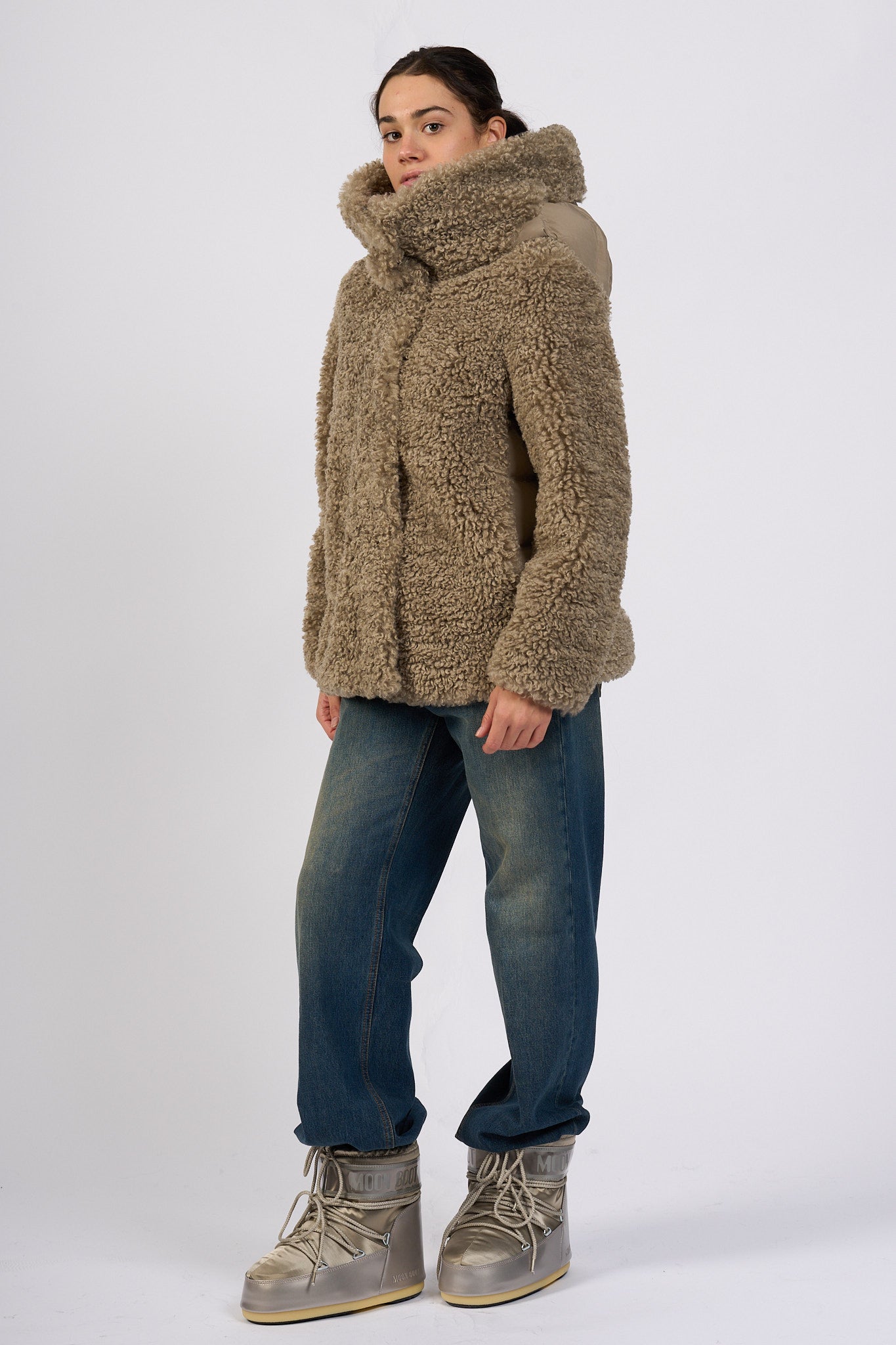 Rrd Piumino Hybrid con Cappuccio Tabacco Donna-3