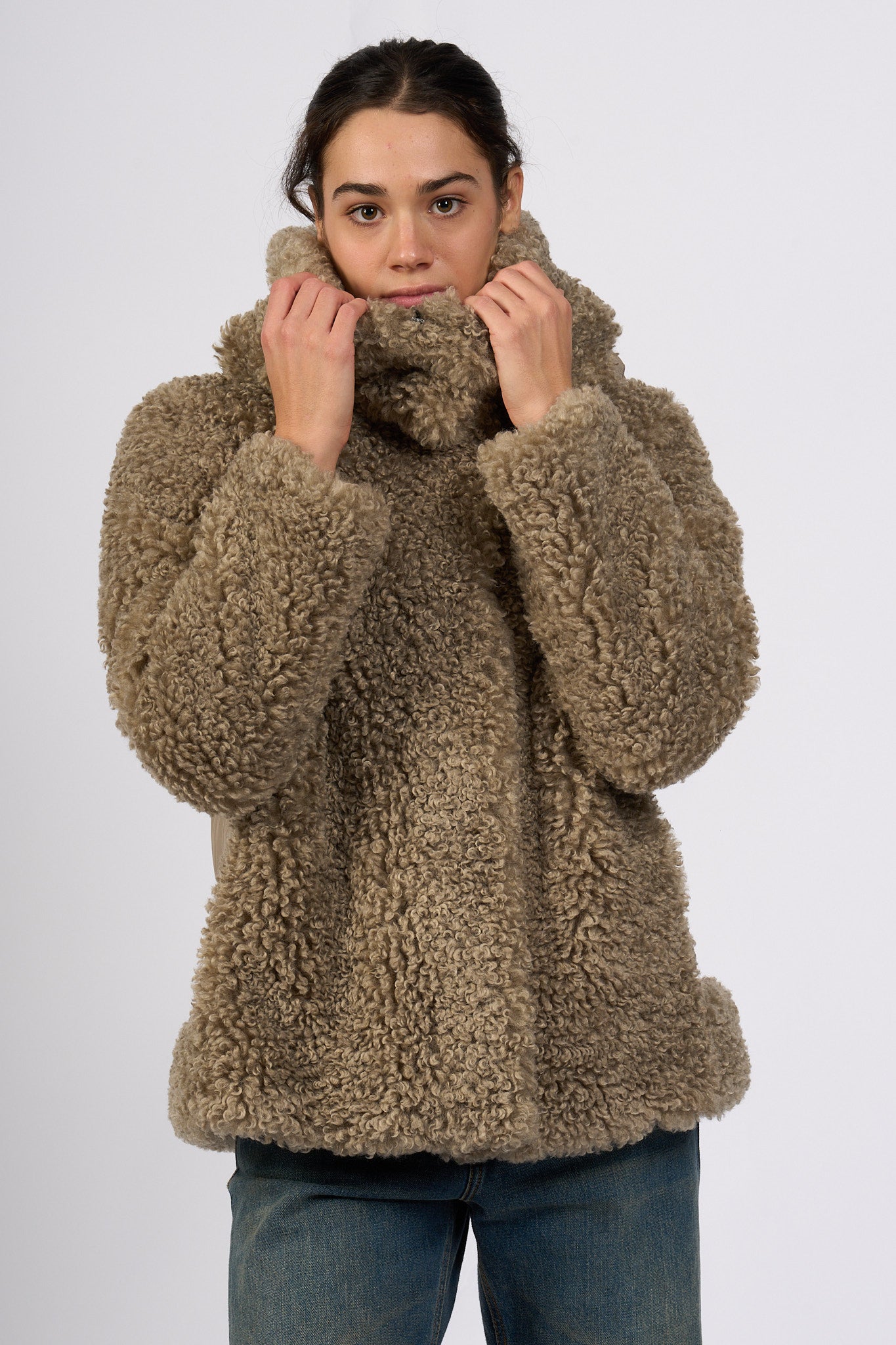 Rrd Giaccone Hybrid Con Cappuccio Tabacco Donna-4