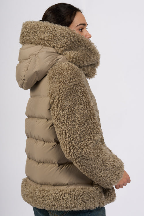 Rrd Piumino Hybrid con Cappuccio Tabacco Donna-2