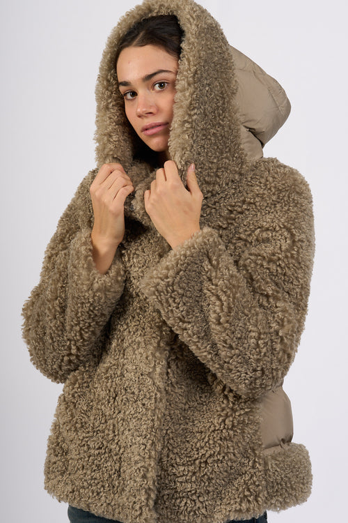 Rrd Giaccone Hybrid Con Cappuccio Tabacco Donna