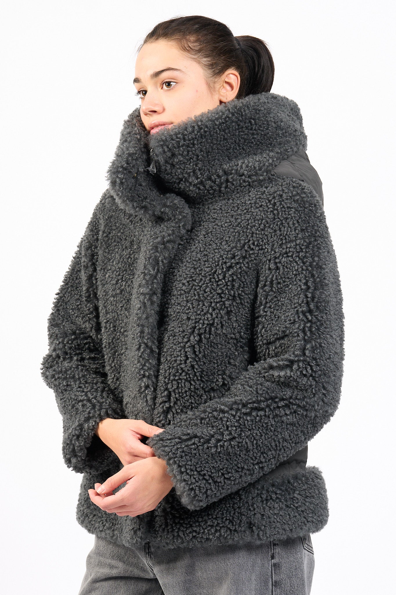 Rrd Piumino Corto Hybrid Grigio Donna-3