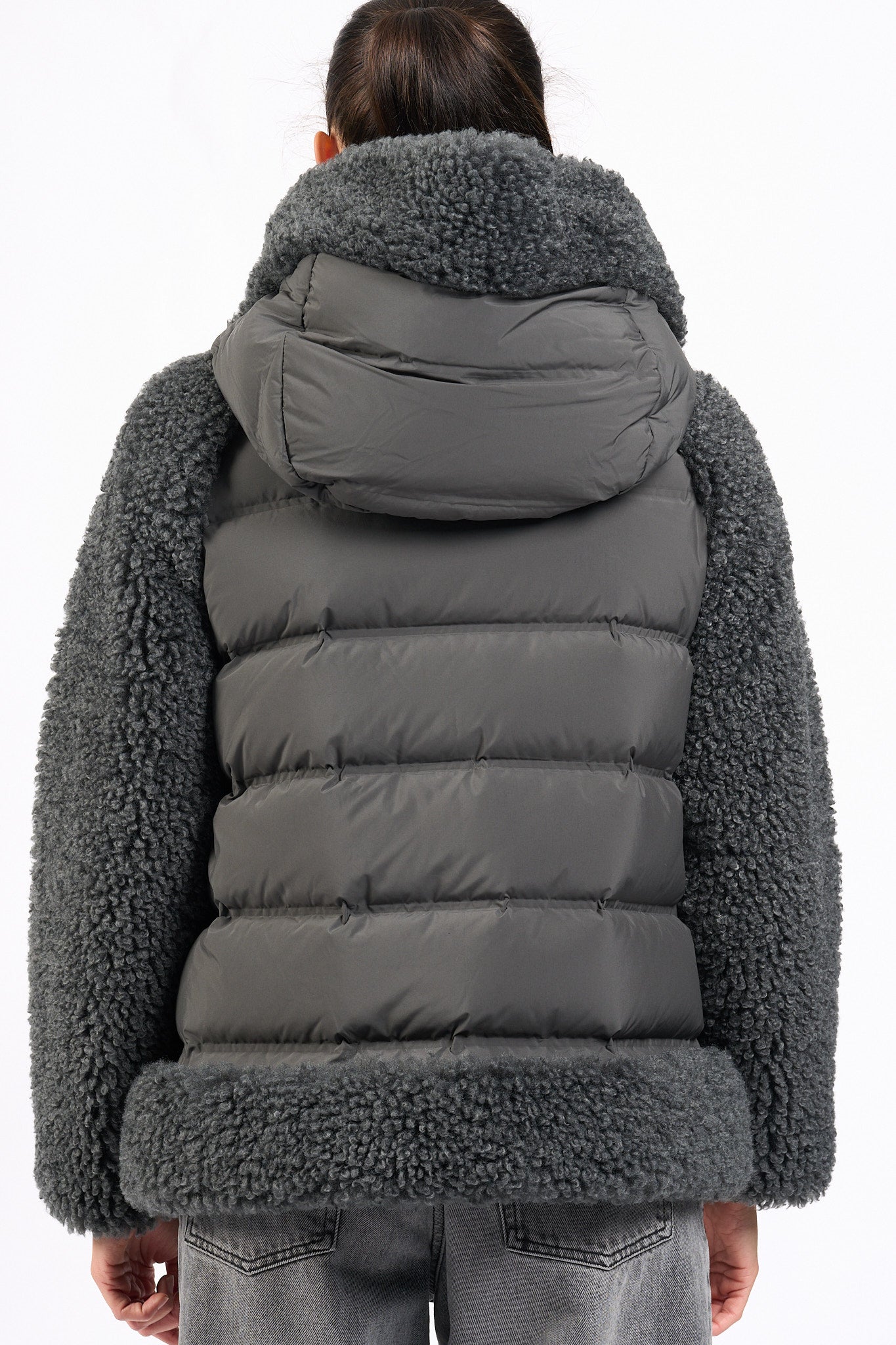 Rrd Giaccone Hybrid Con Cappuccio Verde Donna-3