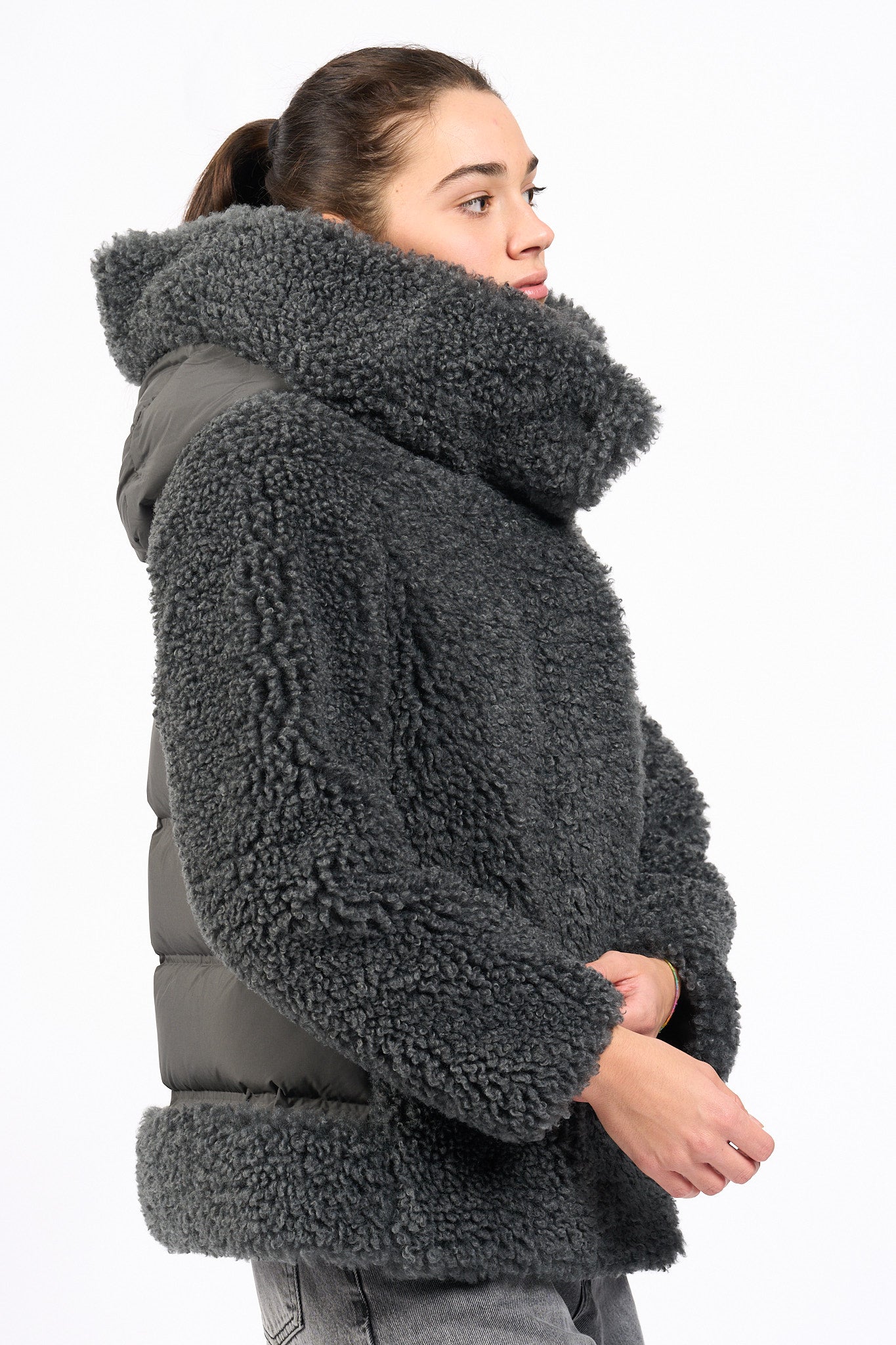 Rrd Giaccone Hybrid Con Cappuccio Verde Donna-4