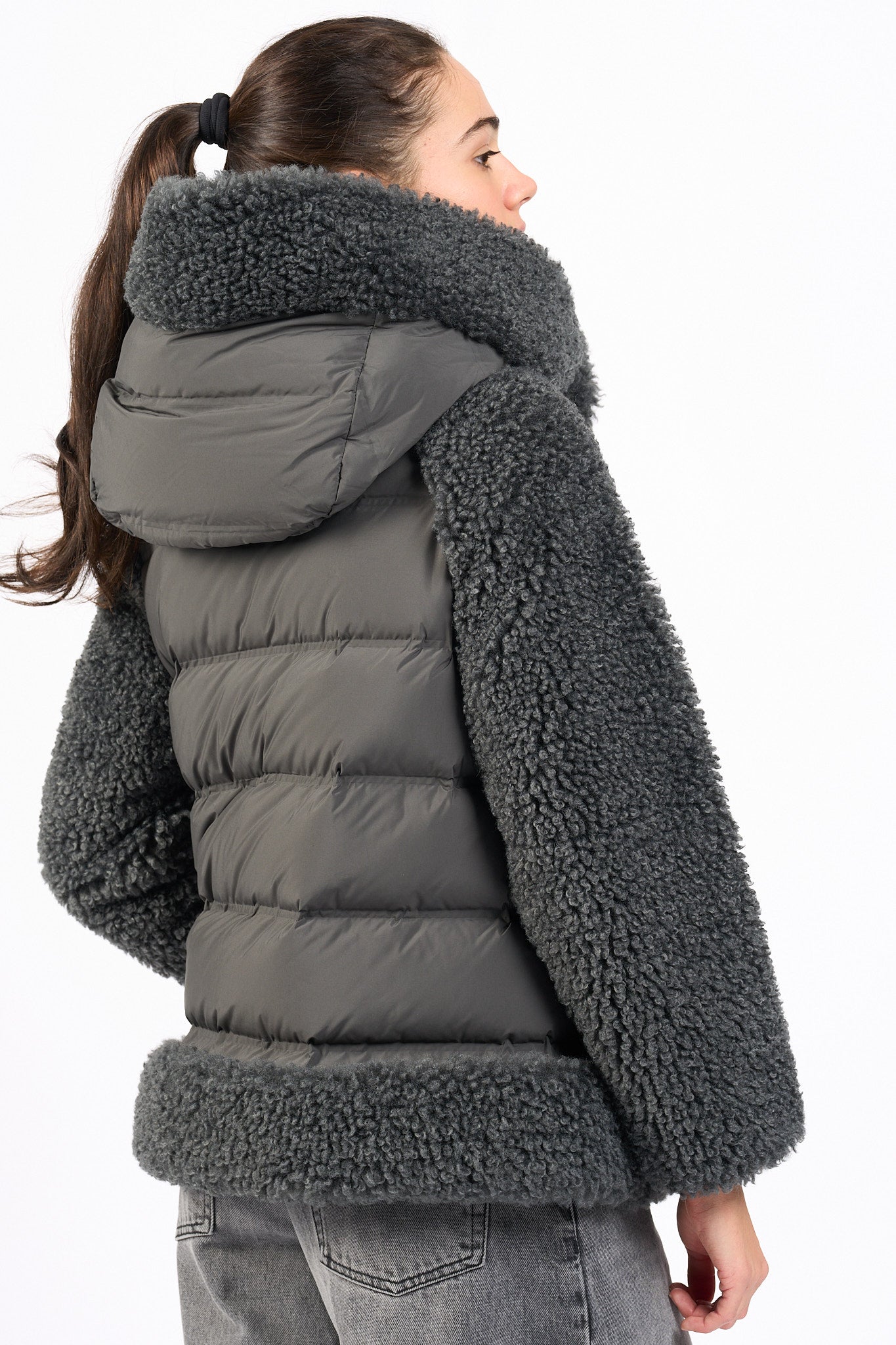 Rrd Giaccone Hybrid Con Cappuccio Verde Donna-5