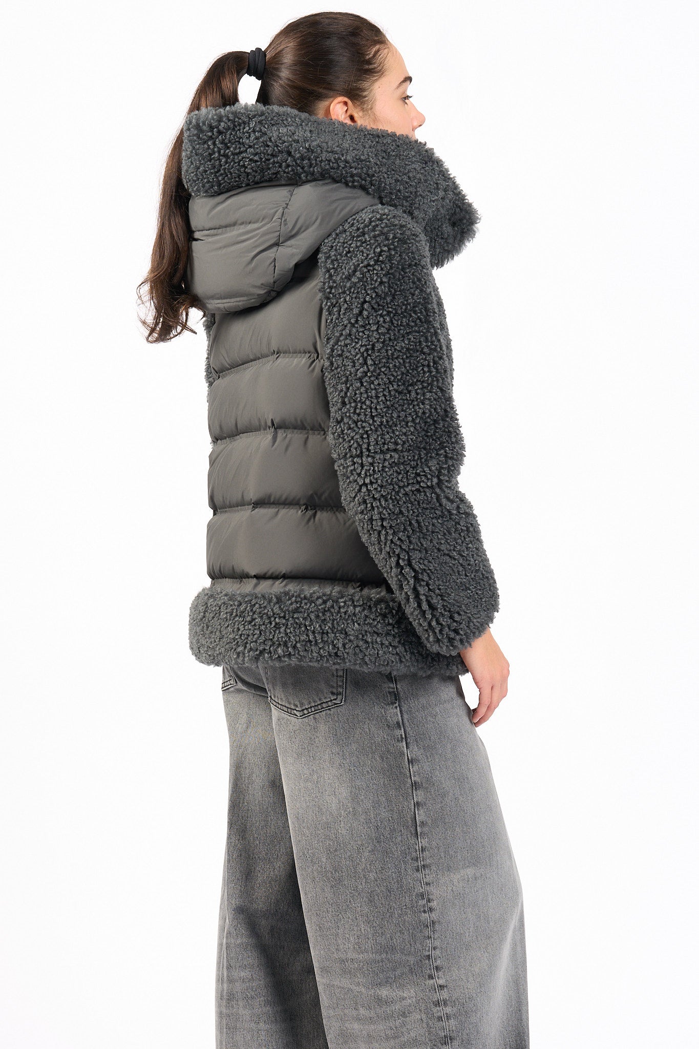 Rrd Giaccone Hybrid Con Cappuccio Verde Donna-7