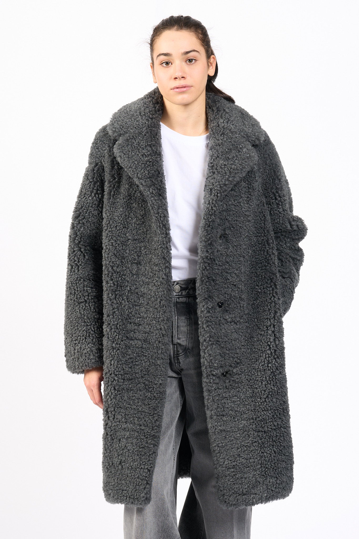 Rrd Giaccone Lamb Coat Verde scuro Donna-1