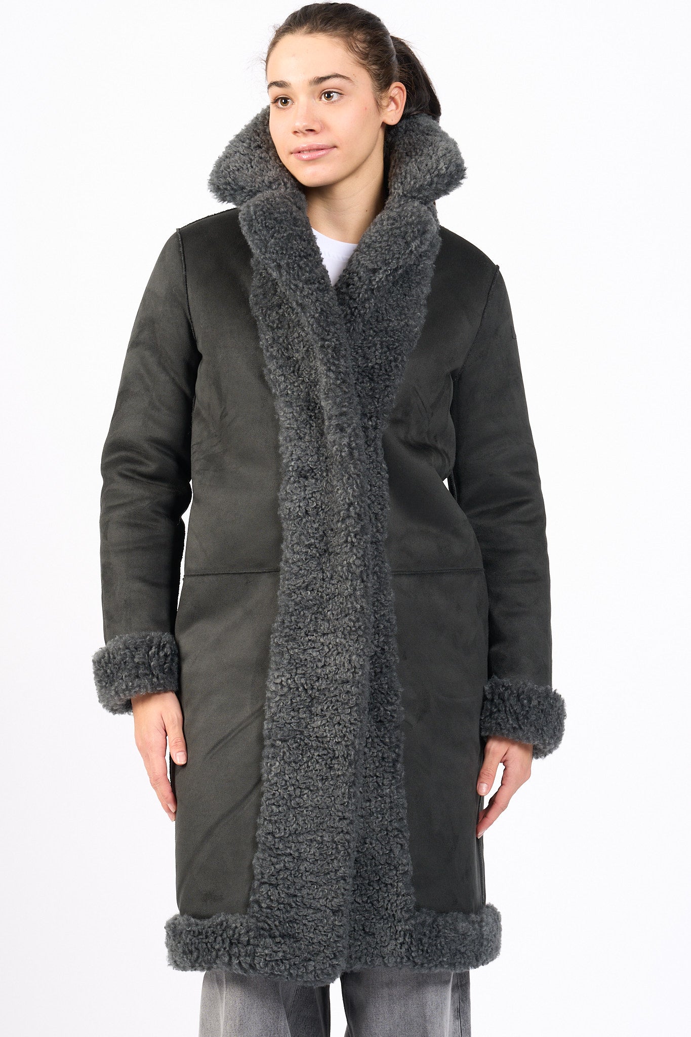 Rrd Giaccone Lamb Coat Verde scuro Donna-9