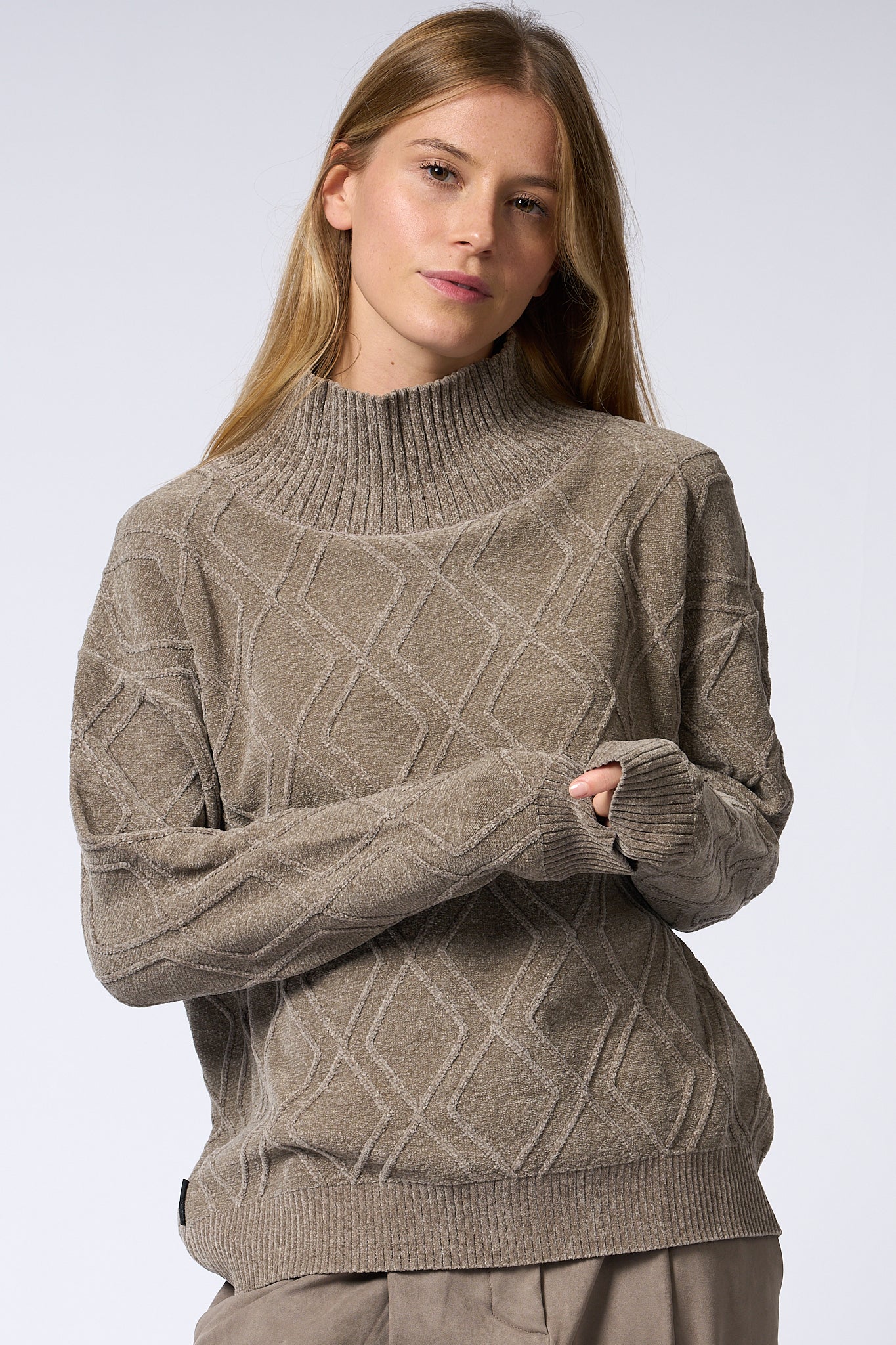 Rrd Turtleneck Chenille Dove Grey Woman-3