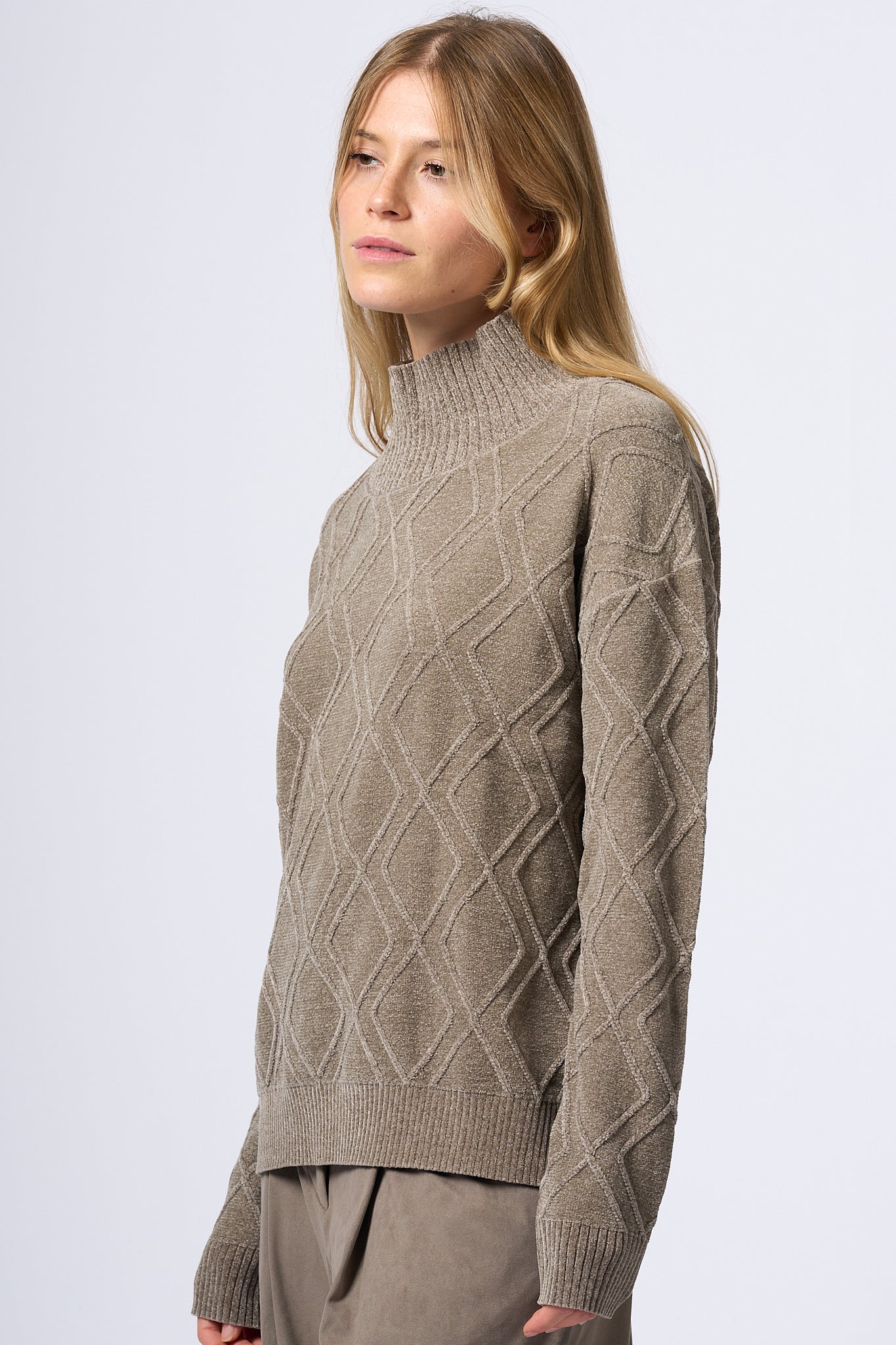 Rrd Turtleneck Chenille Dove Grey Woman-4