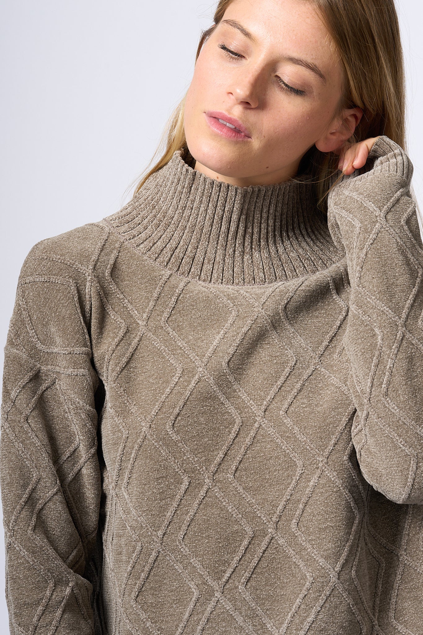 Rrd Turtleneck Chenille Dove Grey Woman-6