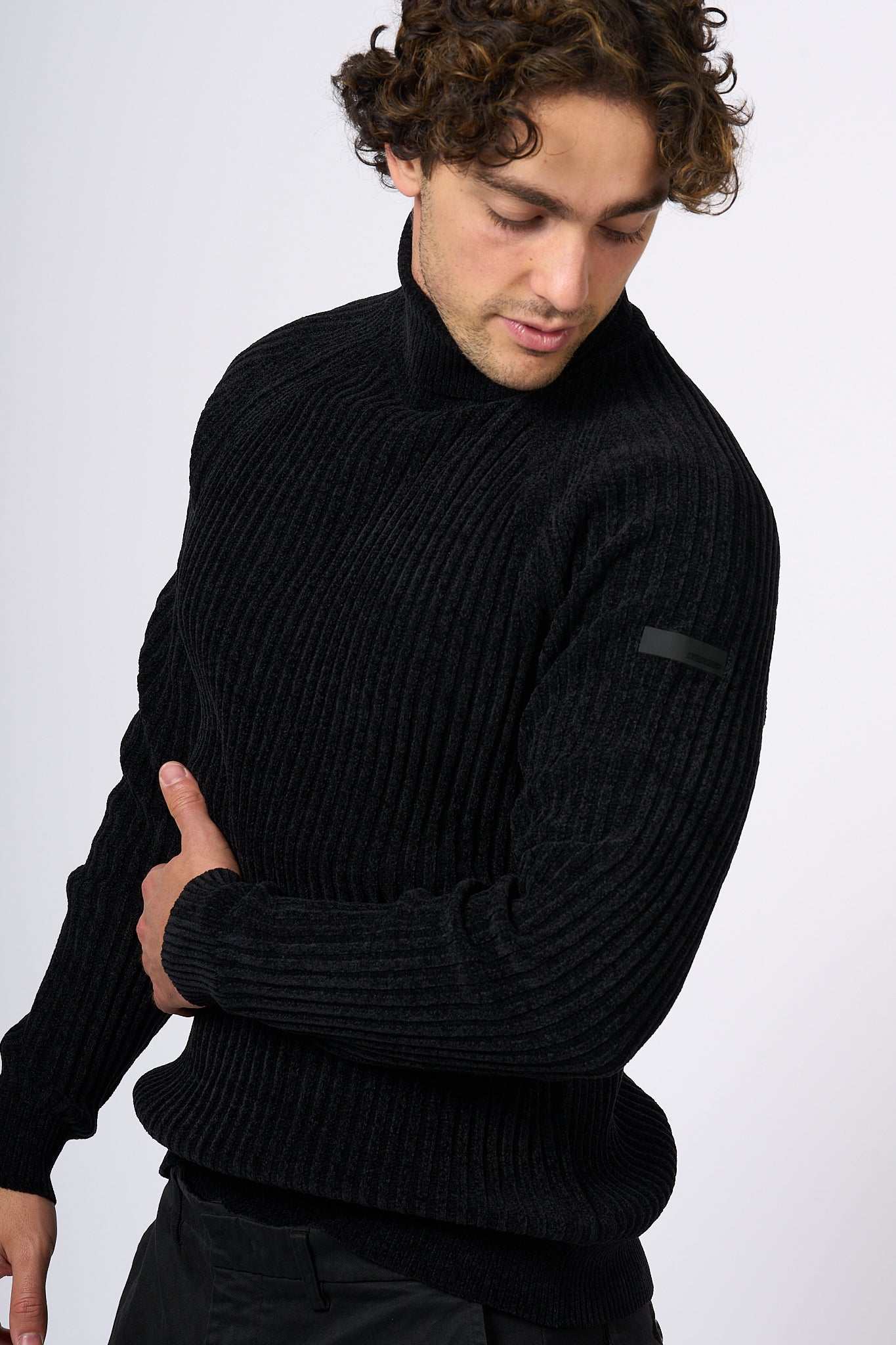 Rrd Black Turtleneck Sweater Men-5