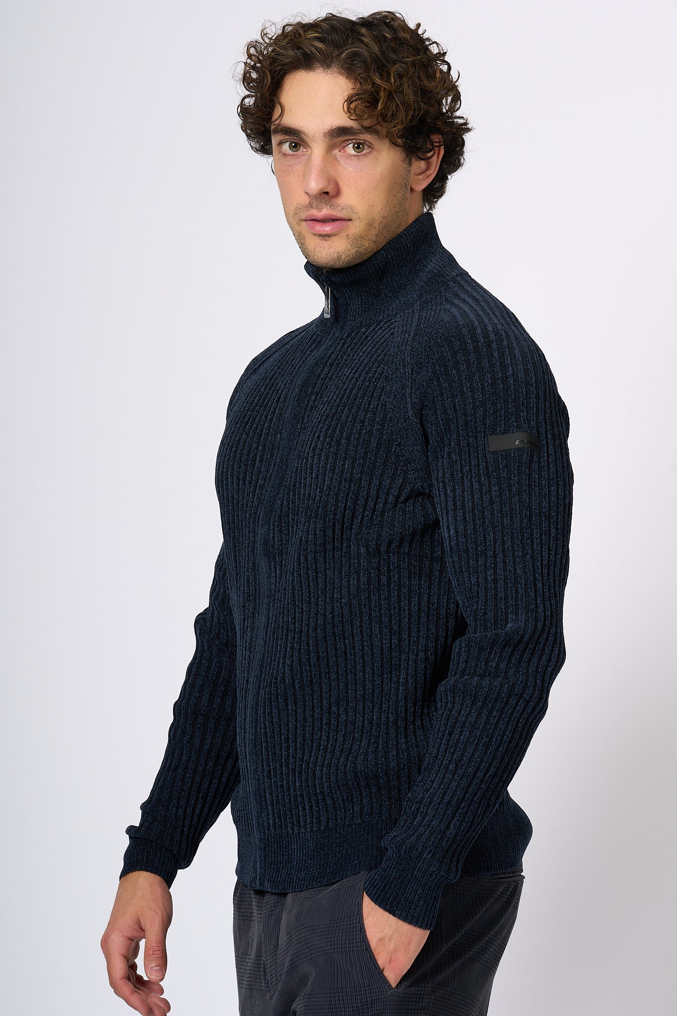 Rrd Maglia Full Zip Blu Uomo-3