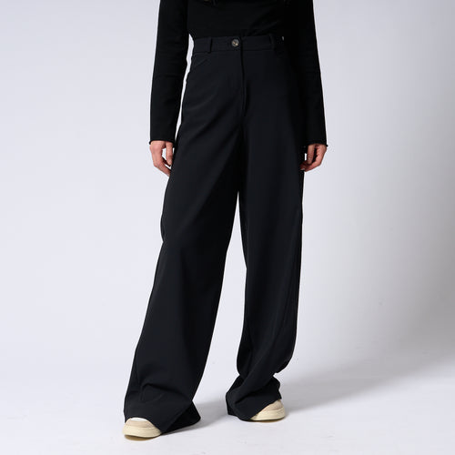 Rrd Pantalone LIVIA donna nero a palazzo elasticizzato