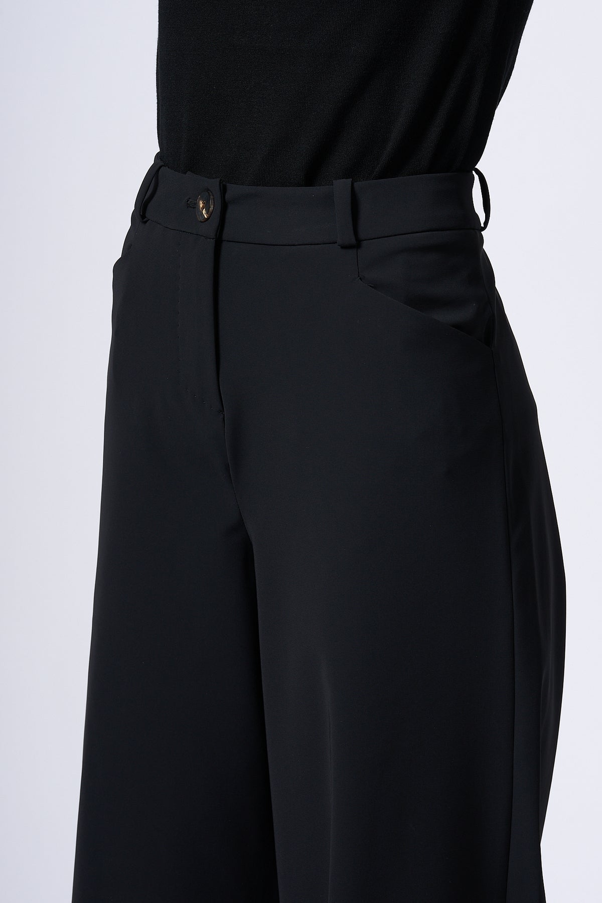 Rrd Pantalone LIVIA donna nero a palazzo elasticizzato-6