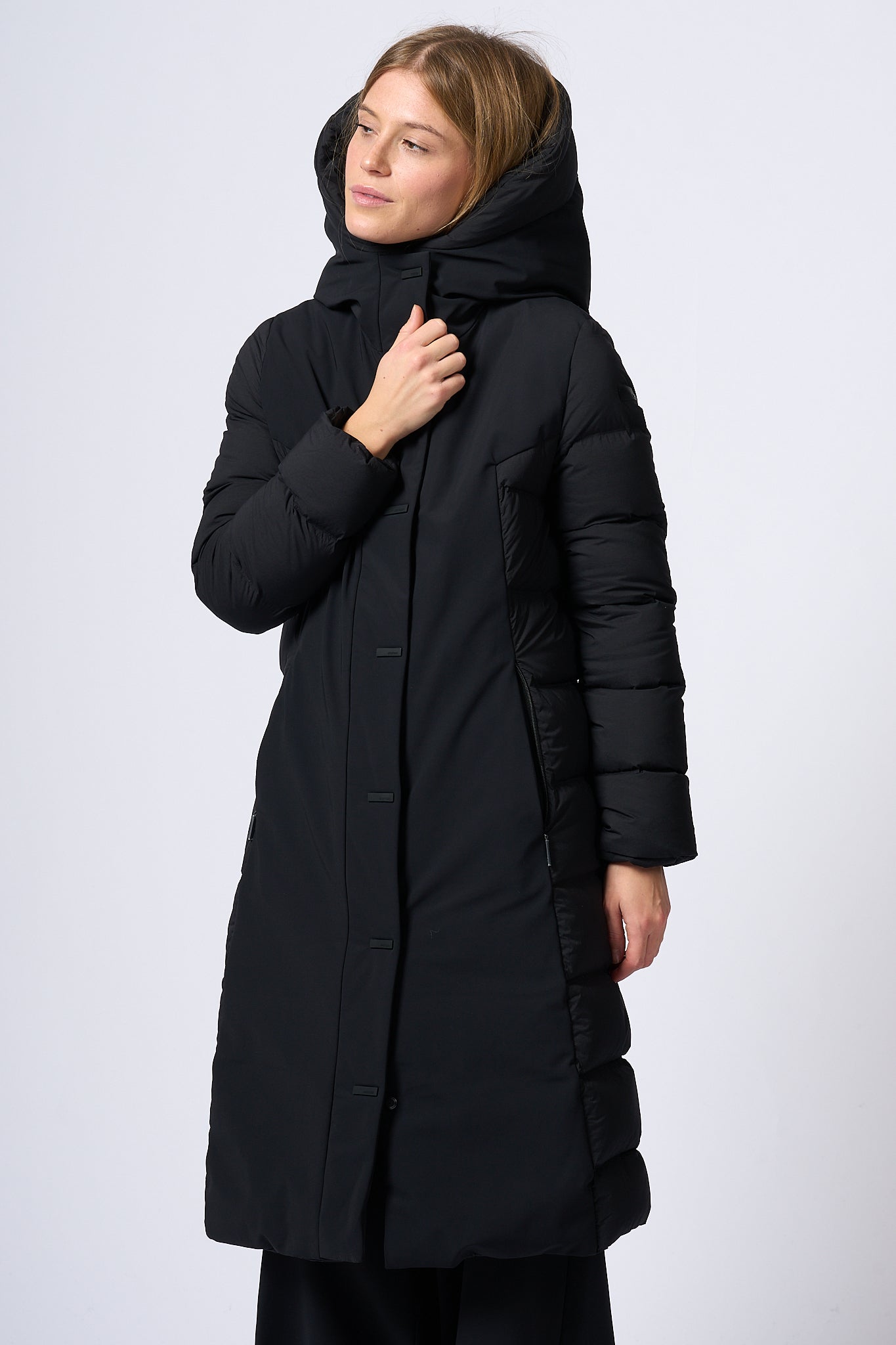 Rrd Hybrid Long Down Jacket Black Women-2