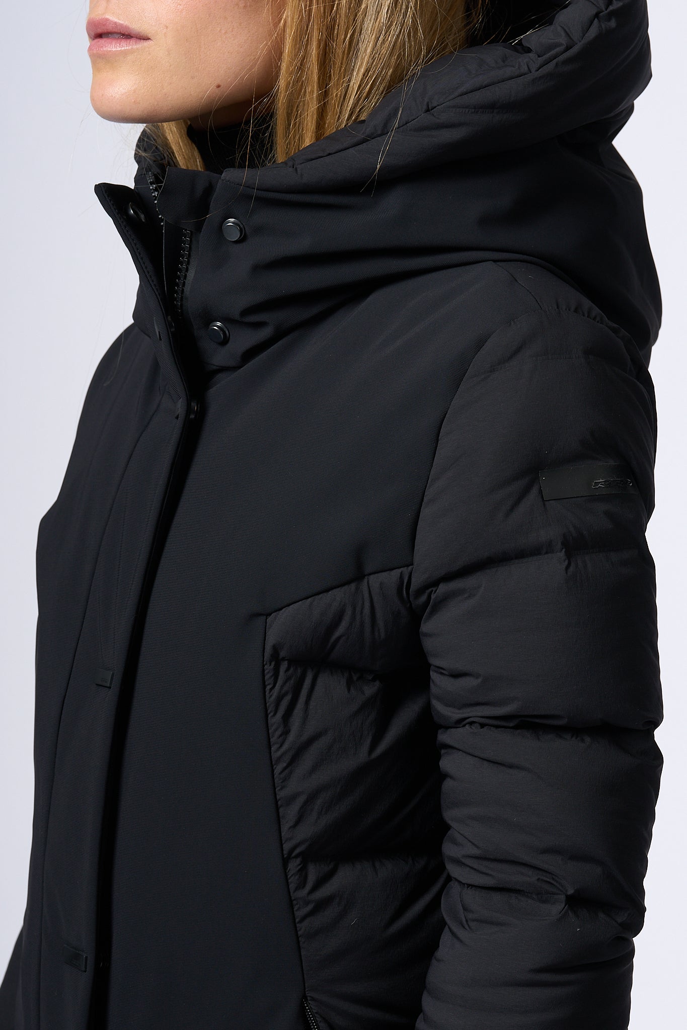 Rrd Hybrid Long Down Jacket Black Women-7