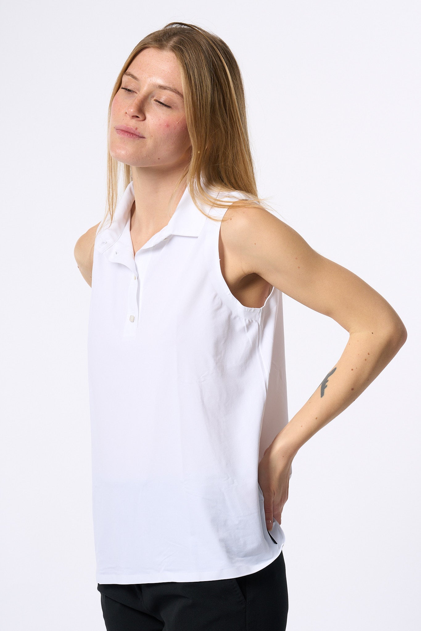 Rrd Polo Senza Maniche Bianco Donna-5