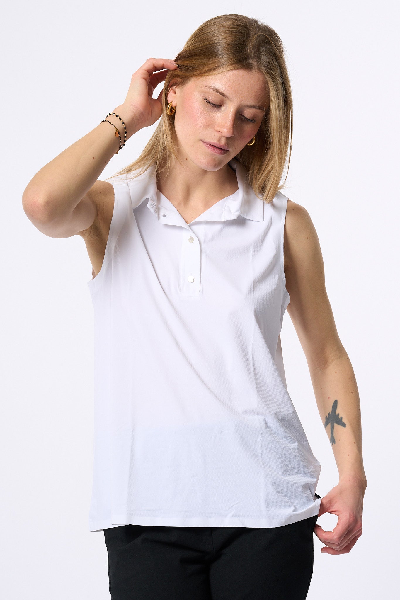 Rrd Polo Senza Maniche Bianco Donna-1