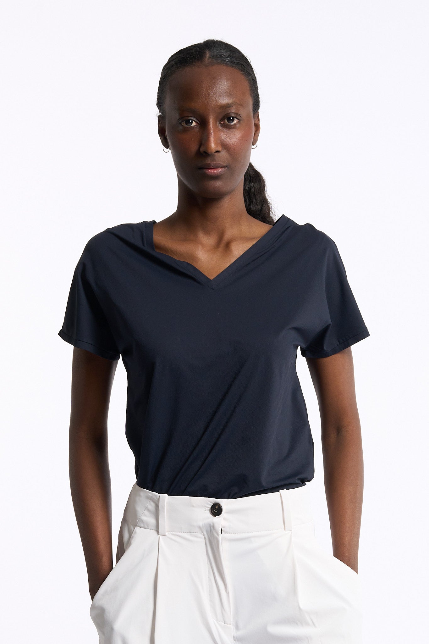 Rrd T Shirt Doppio Scollo V Blu Donna-1
