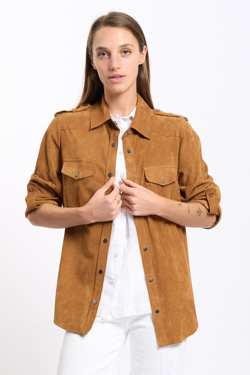 Salvatore Santoro Camicia Scamosciata Marrone Donna-2