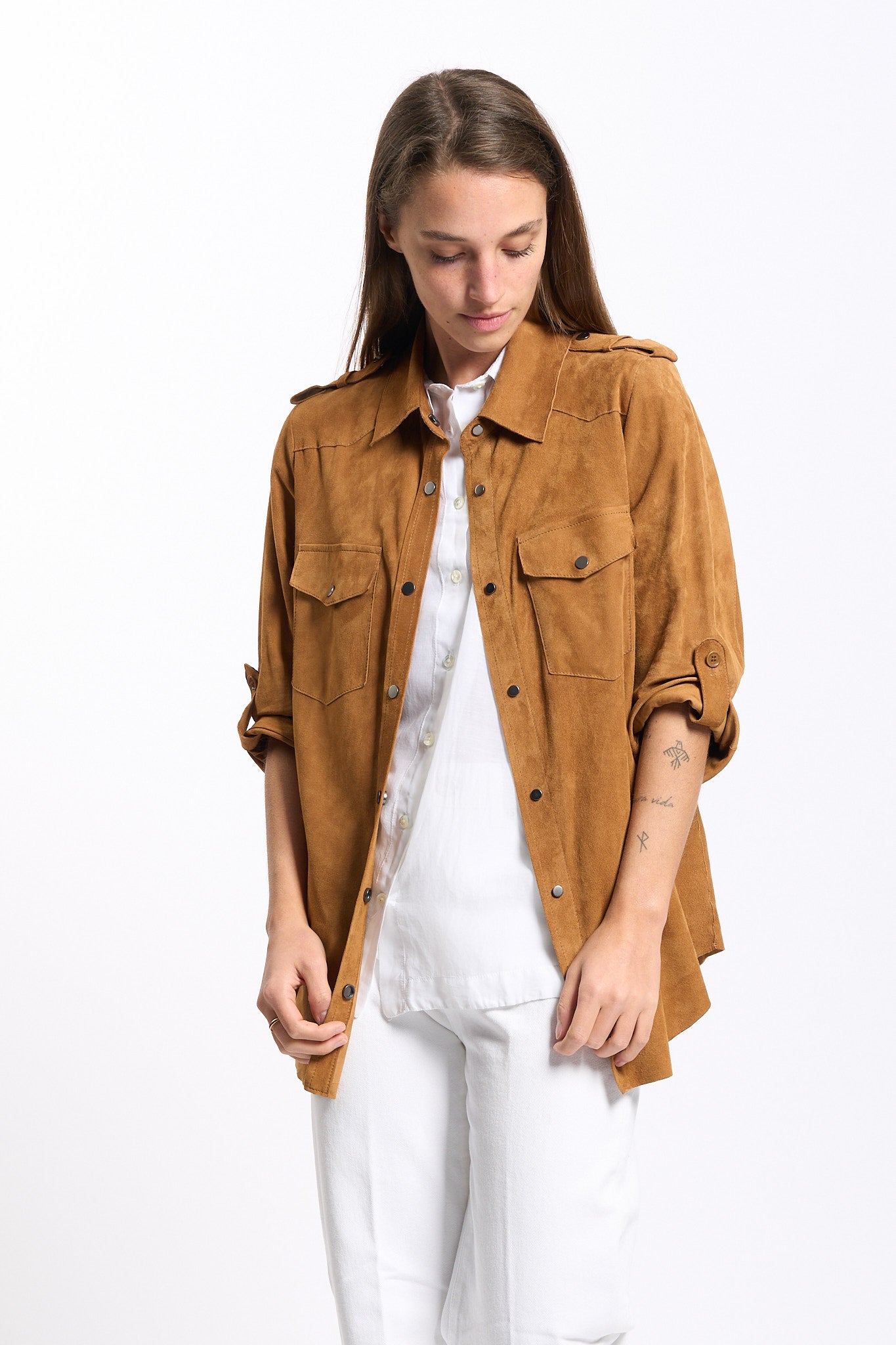 Salvatore Santoro Camicia Scamosciata Marrone Donna-1