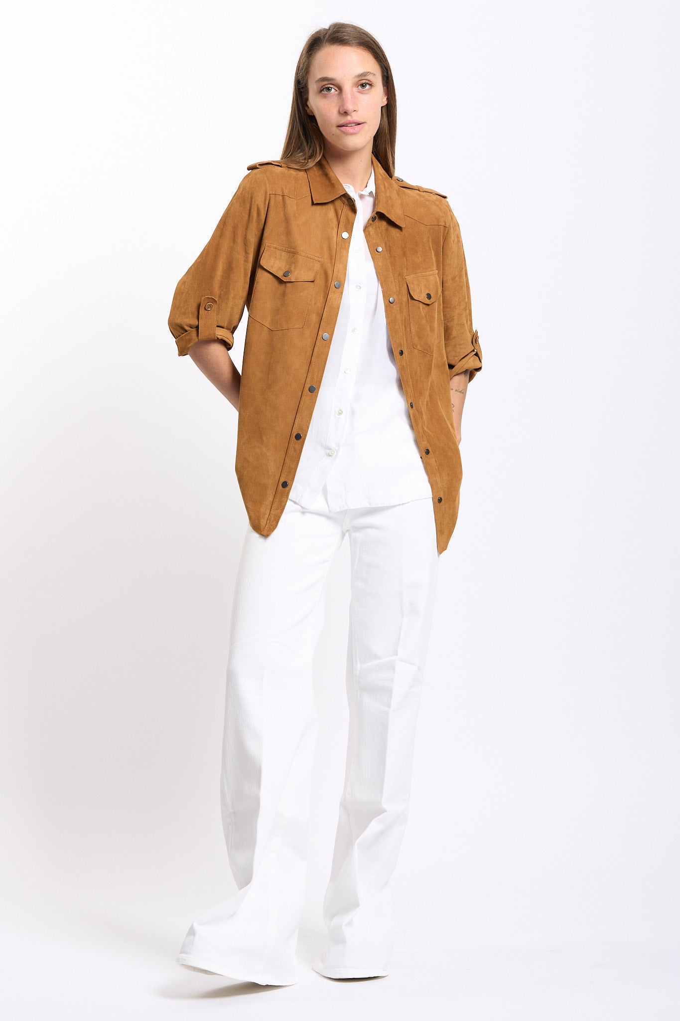 Salvatore Santoro Camicia Scamosciata Marrone Donna-3