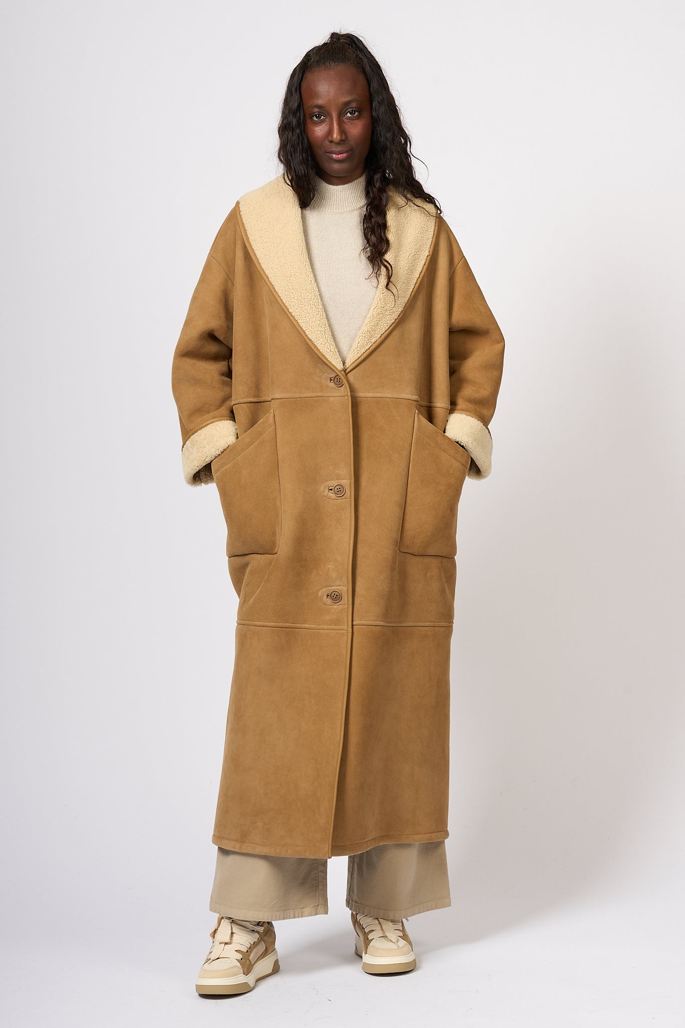 Salvatore Santoro Long Sheepskin Beige Women-3