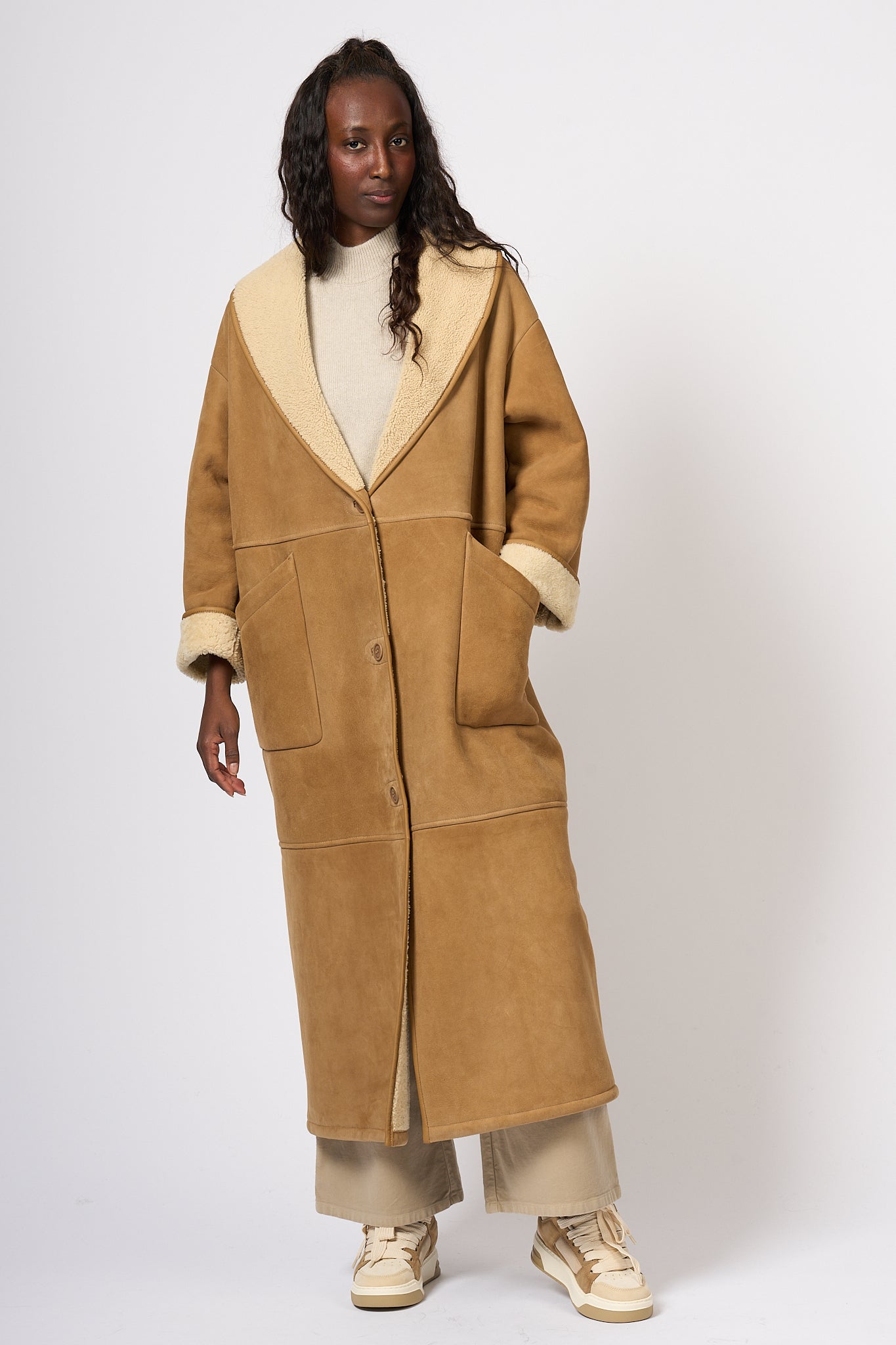 Salvatore Santoro Long Sheepskin Beige Women-5