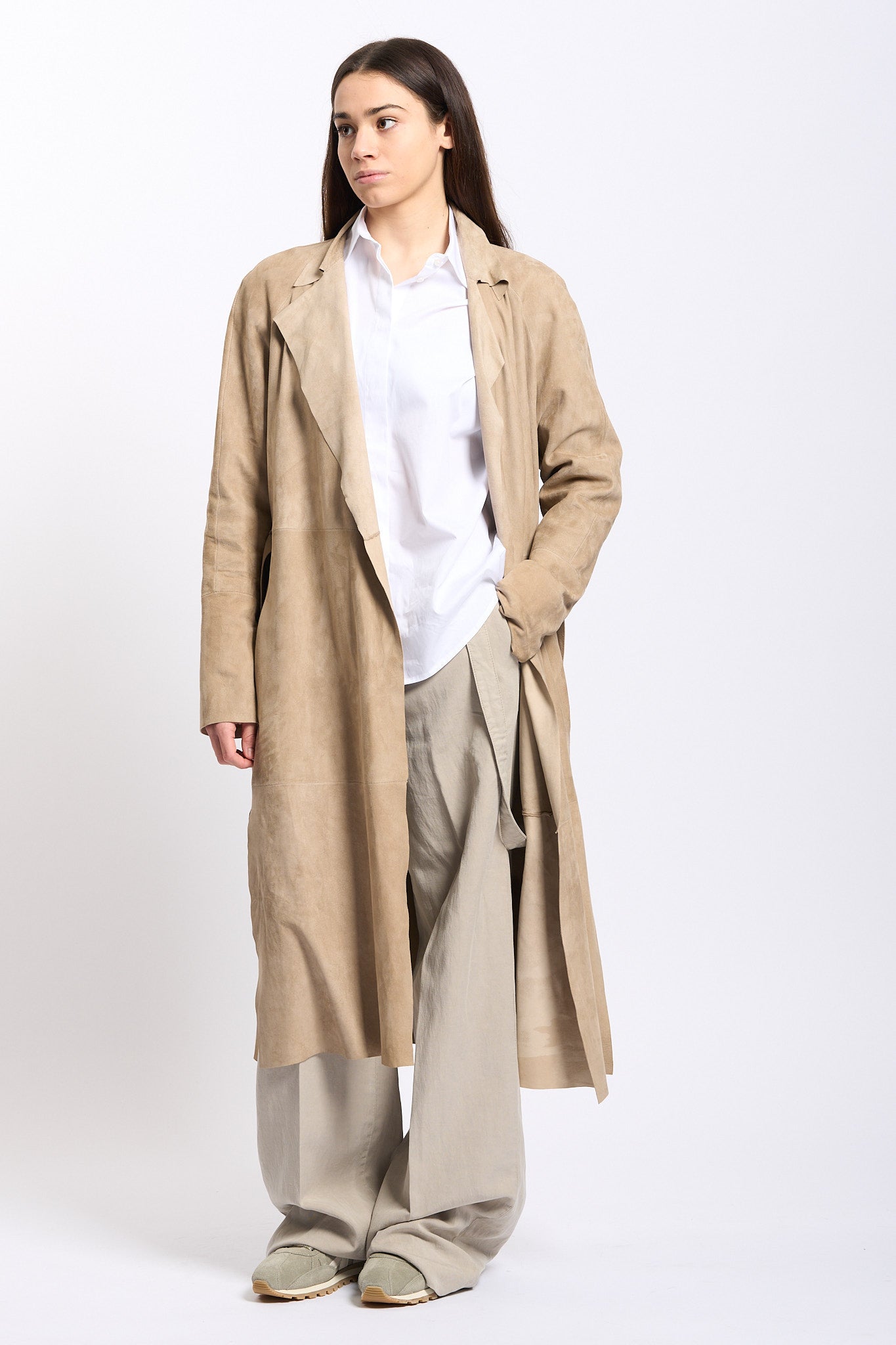 Salvatore santoro Spolverino in Camoscio Sabbia Donna-1