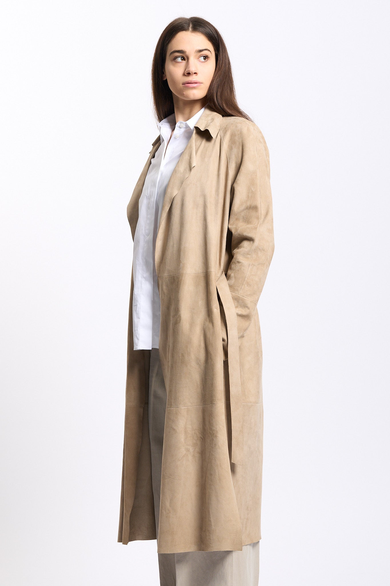 Salvatore santoro Spolverino in Camoscio Sabbia Donna-3