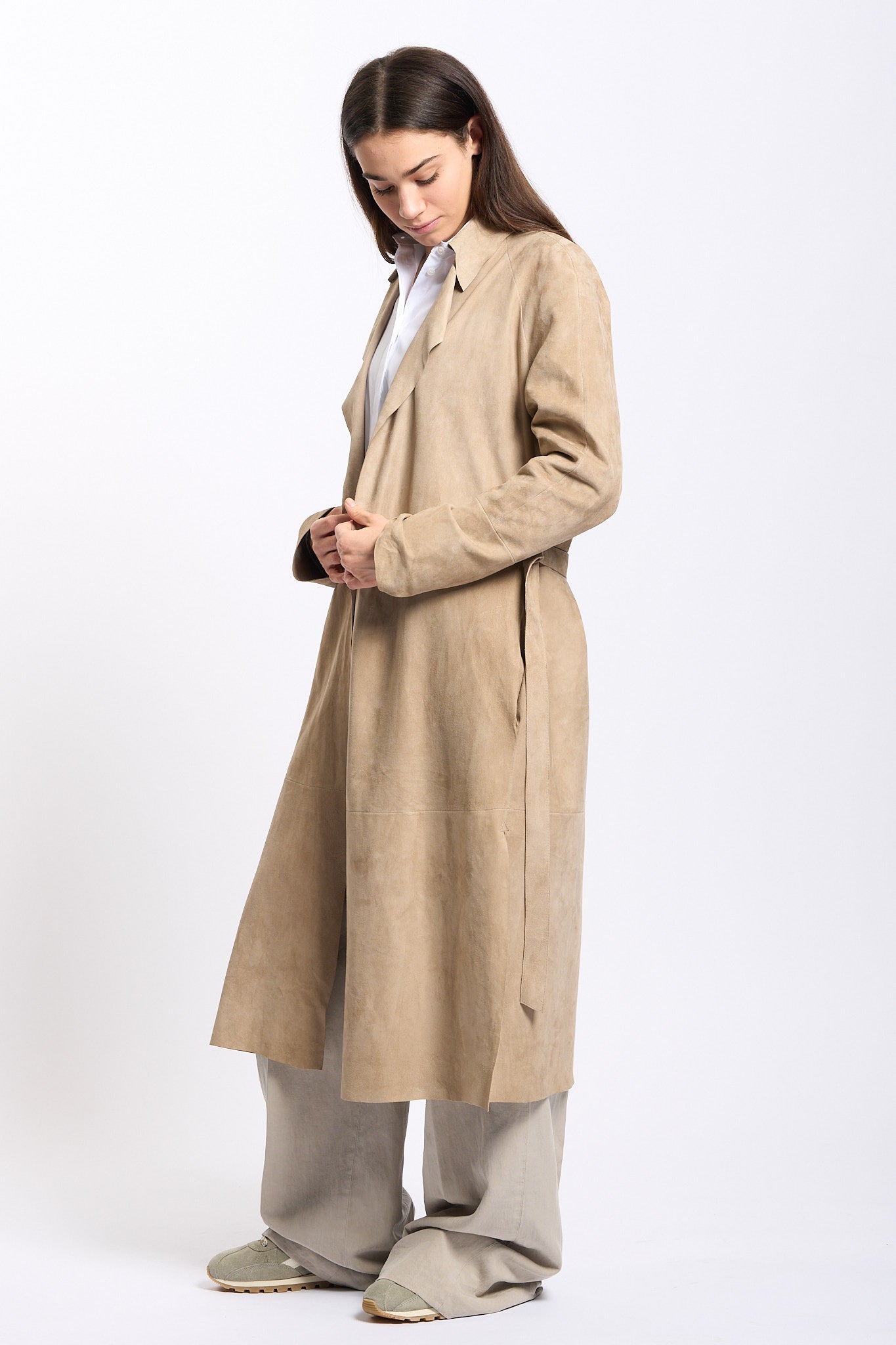 Salvatore santoro Spolverino in Camoscio Sabbia Donna-6