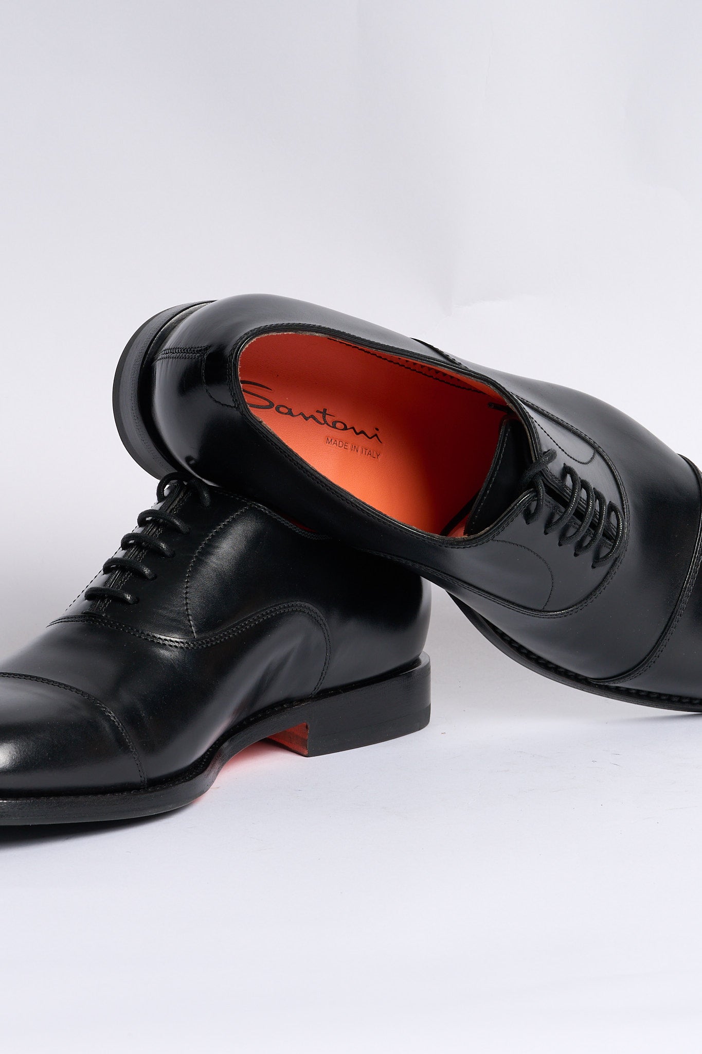 Santoni Francesina in Pelle Nero Uomo-6