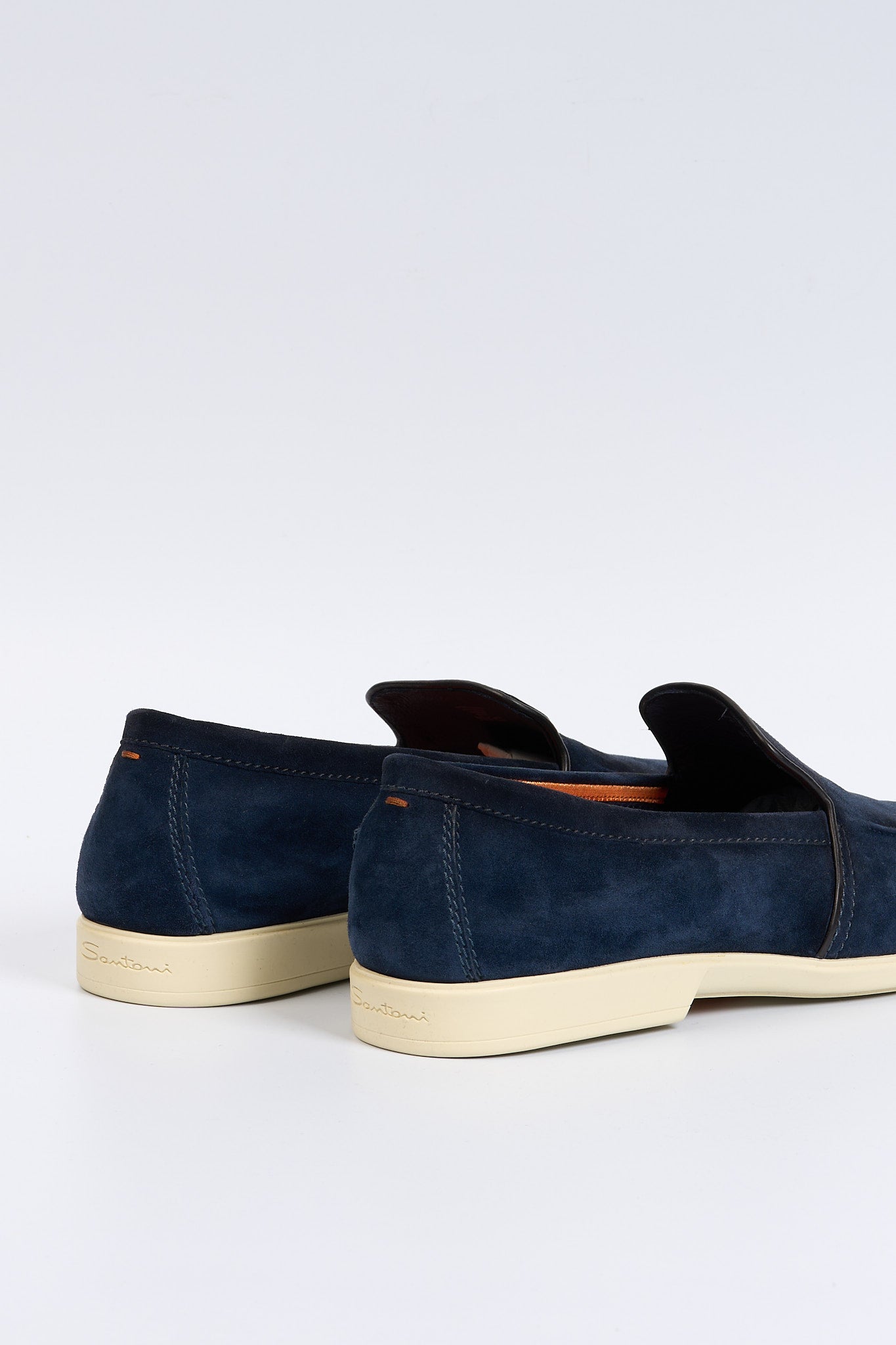 Santoni Mocassino Malibu in Suede Blu Uomo-4