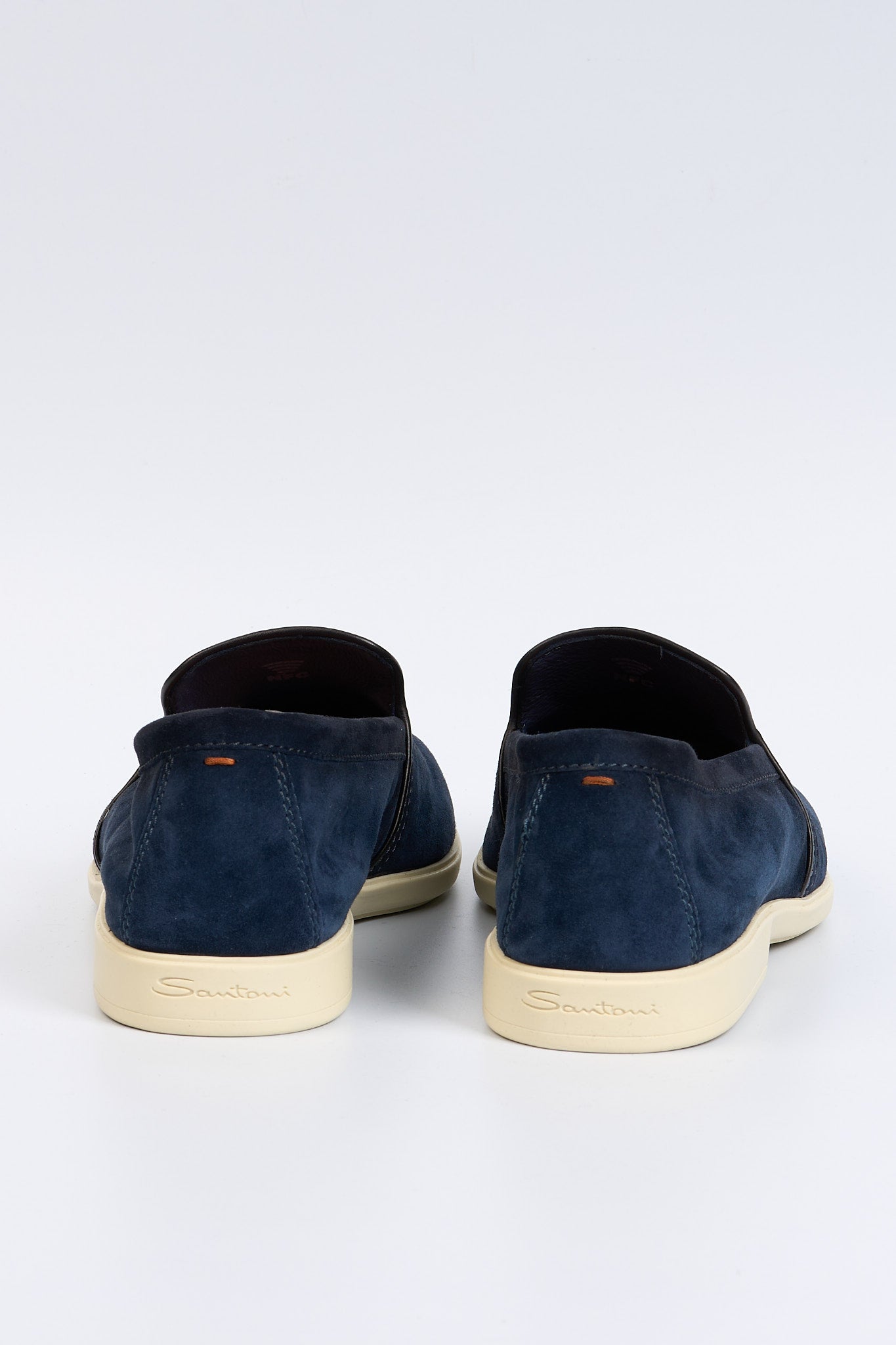 Santoni Mocassino Malibu in Suede Blu Uomo-5