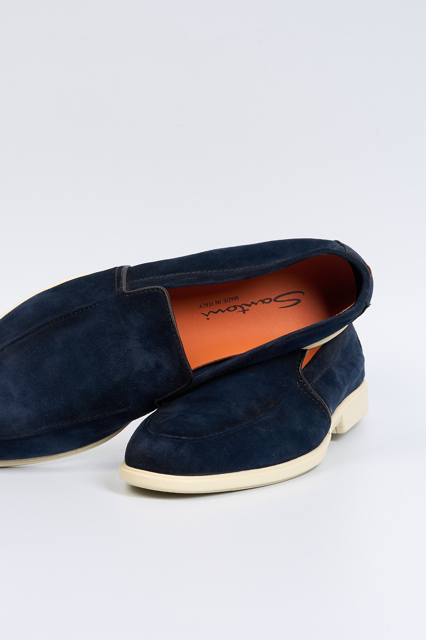 Santoni Mocassino Malibu in Suede Blu Uomo-8