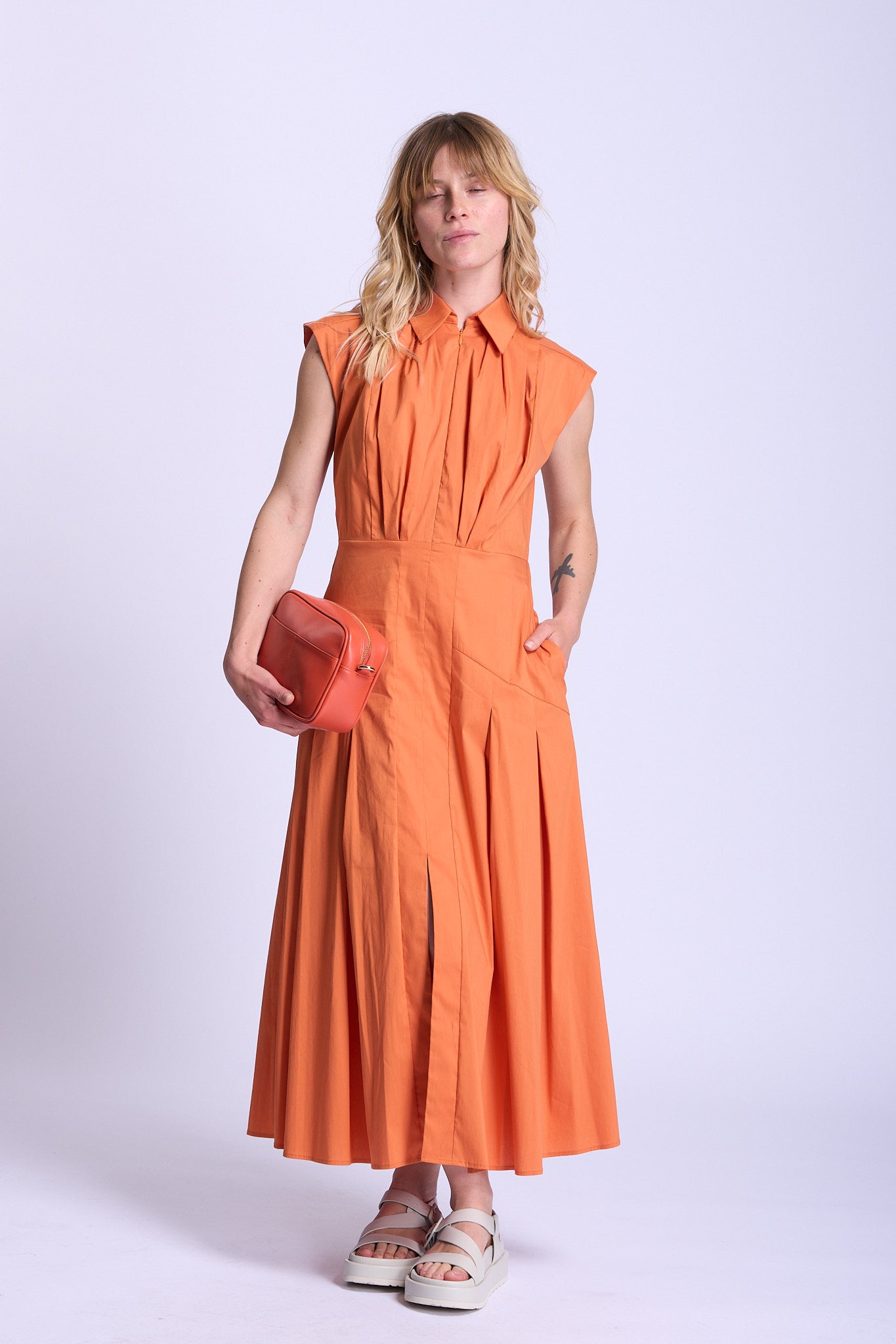 Semicouture Abito Lungo Poesie Arancio Donna-5