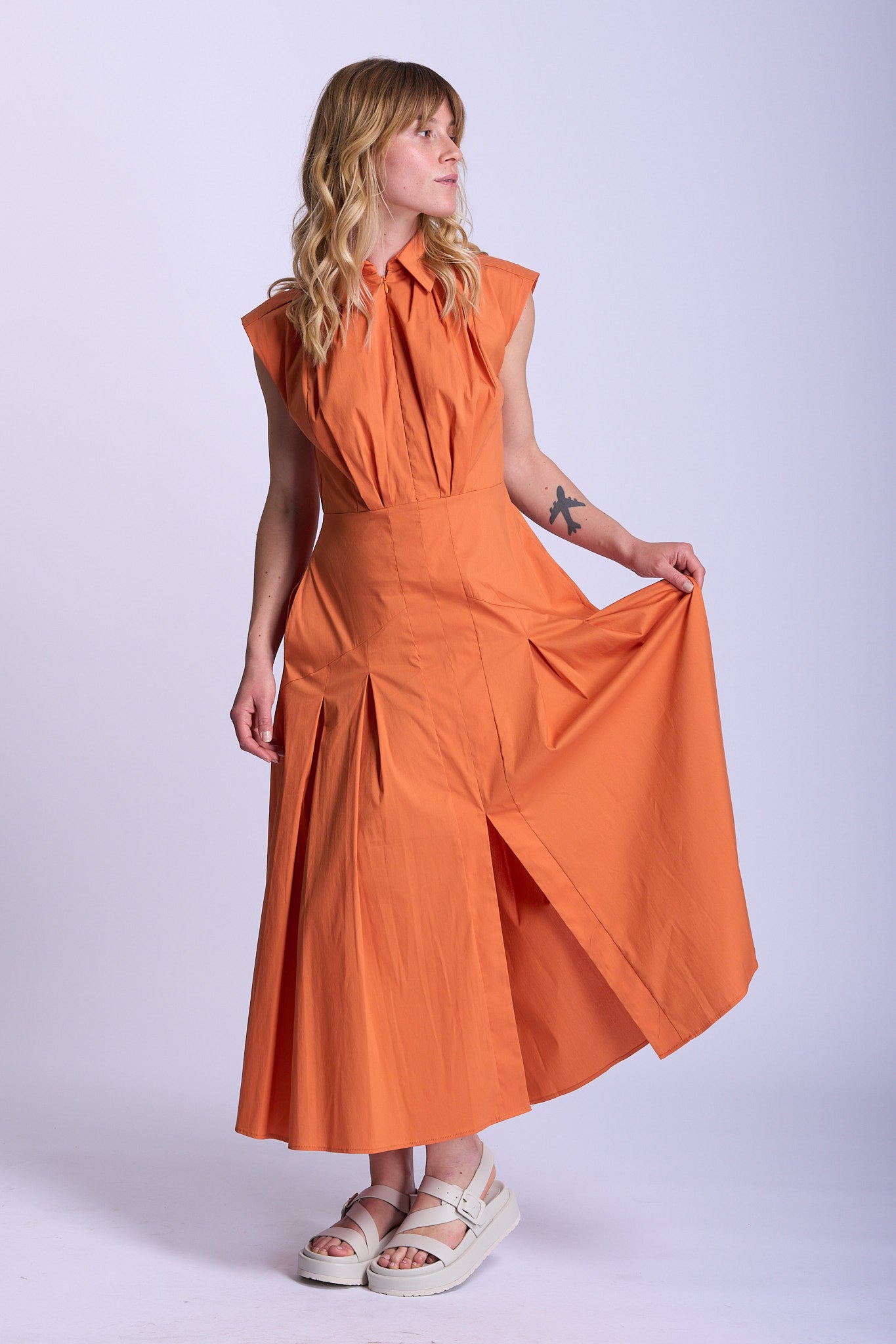 Semicouture Abito Lungo Poesie Arancio Donna-4