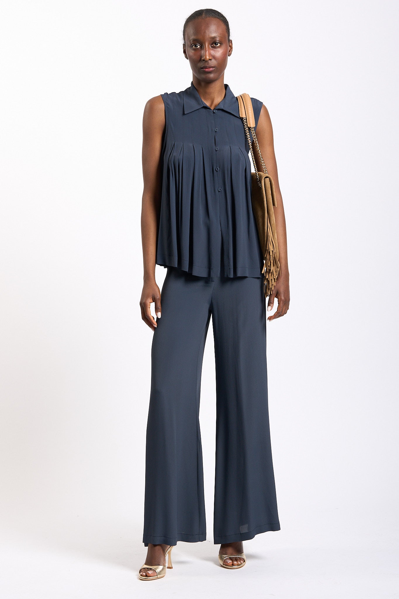Semicouture Blusa Plissè Alysia Blu Donna-3