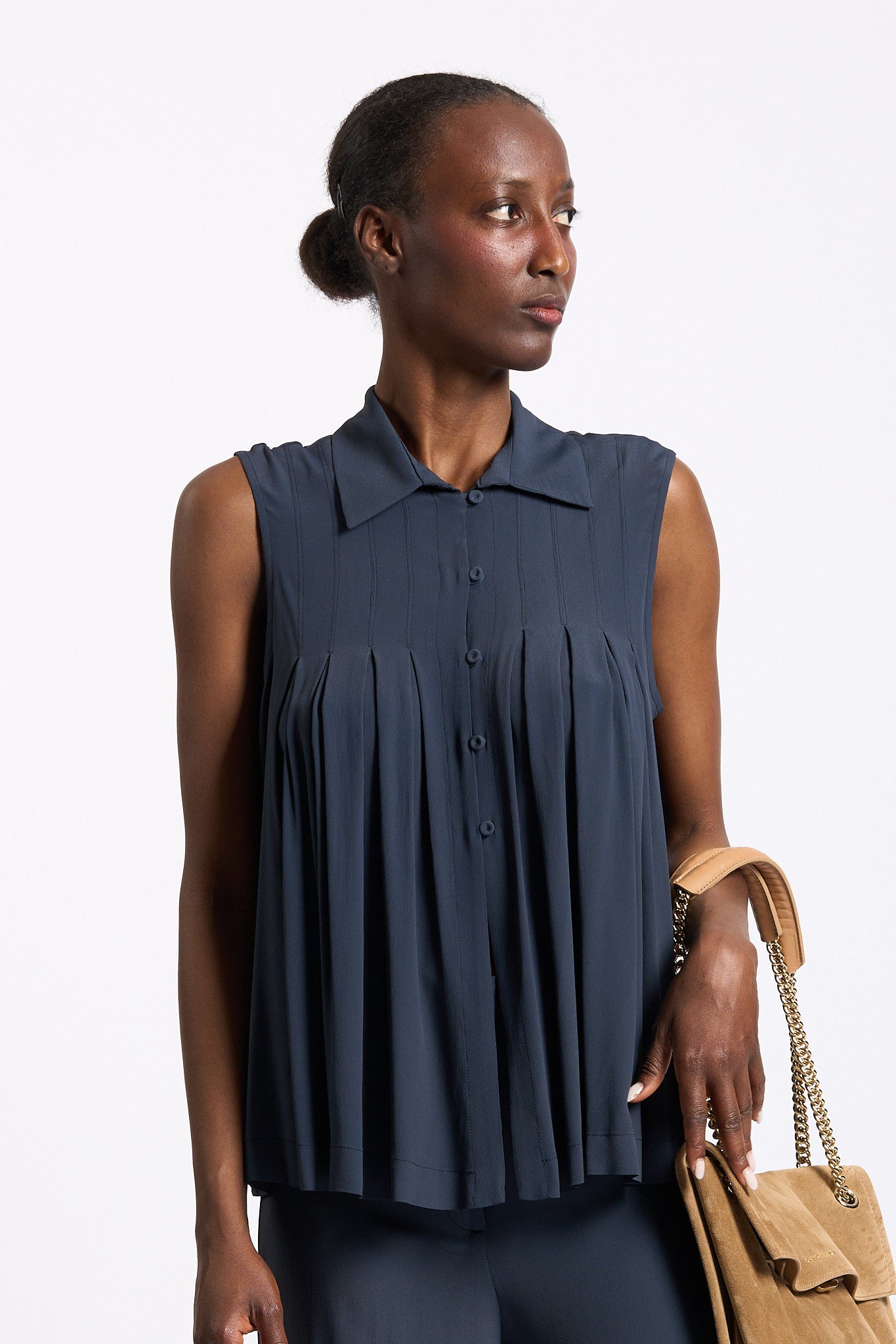 Semicouture Blusa Plissè Alysia Blu Donna-1
