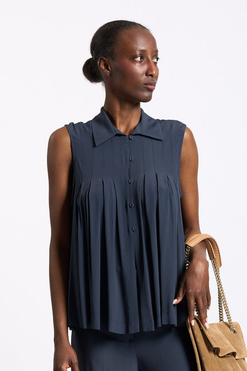 Semicouture Blusa Plissè Alysia Blu Donna
