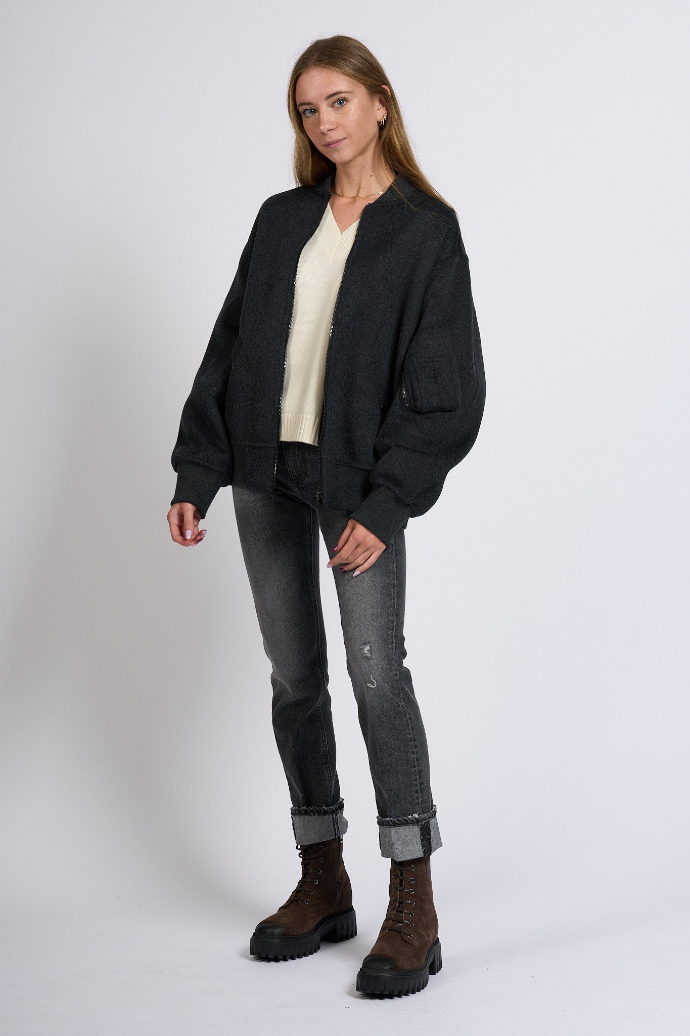 Semicouture Bomber Azalea Antracite Donna-7