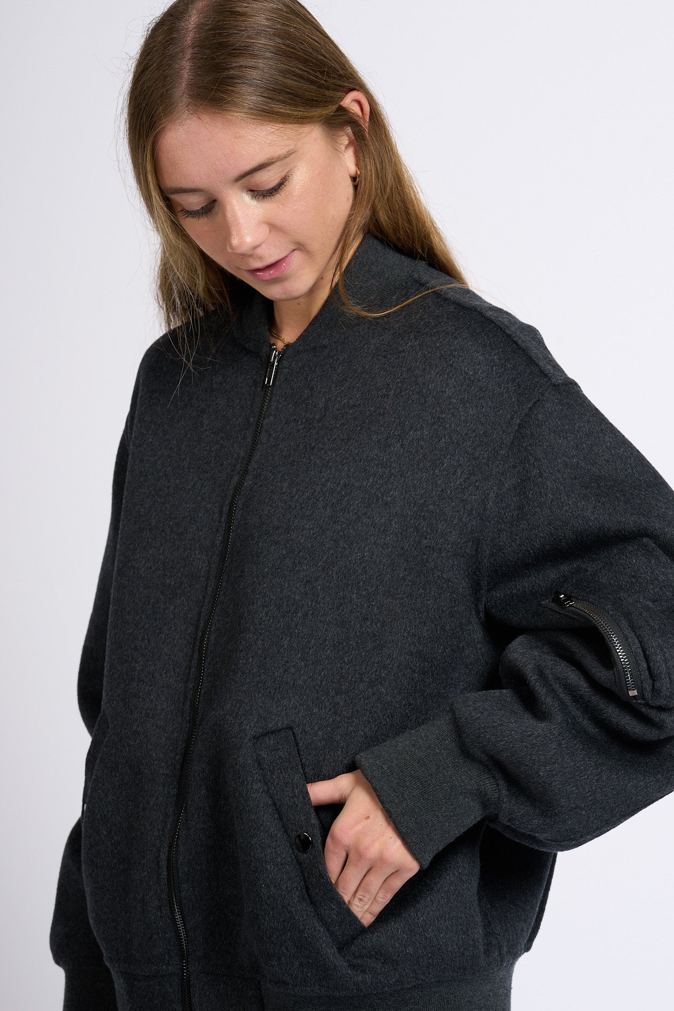 Semicouture Bomber Azalea Antracite Donna-3