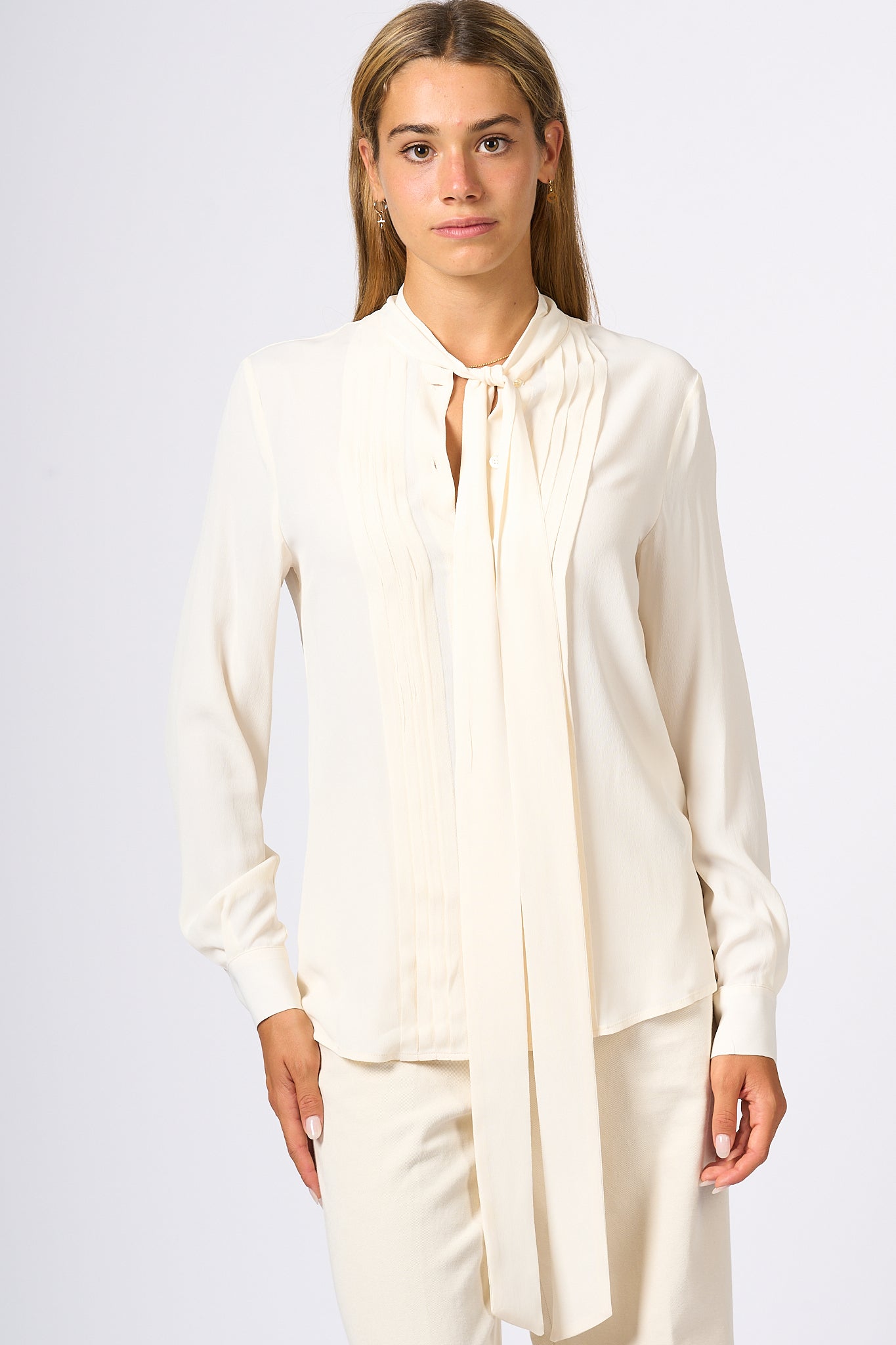 Semicouture Camicia Crepe Avorio Donna-7